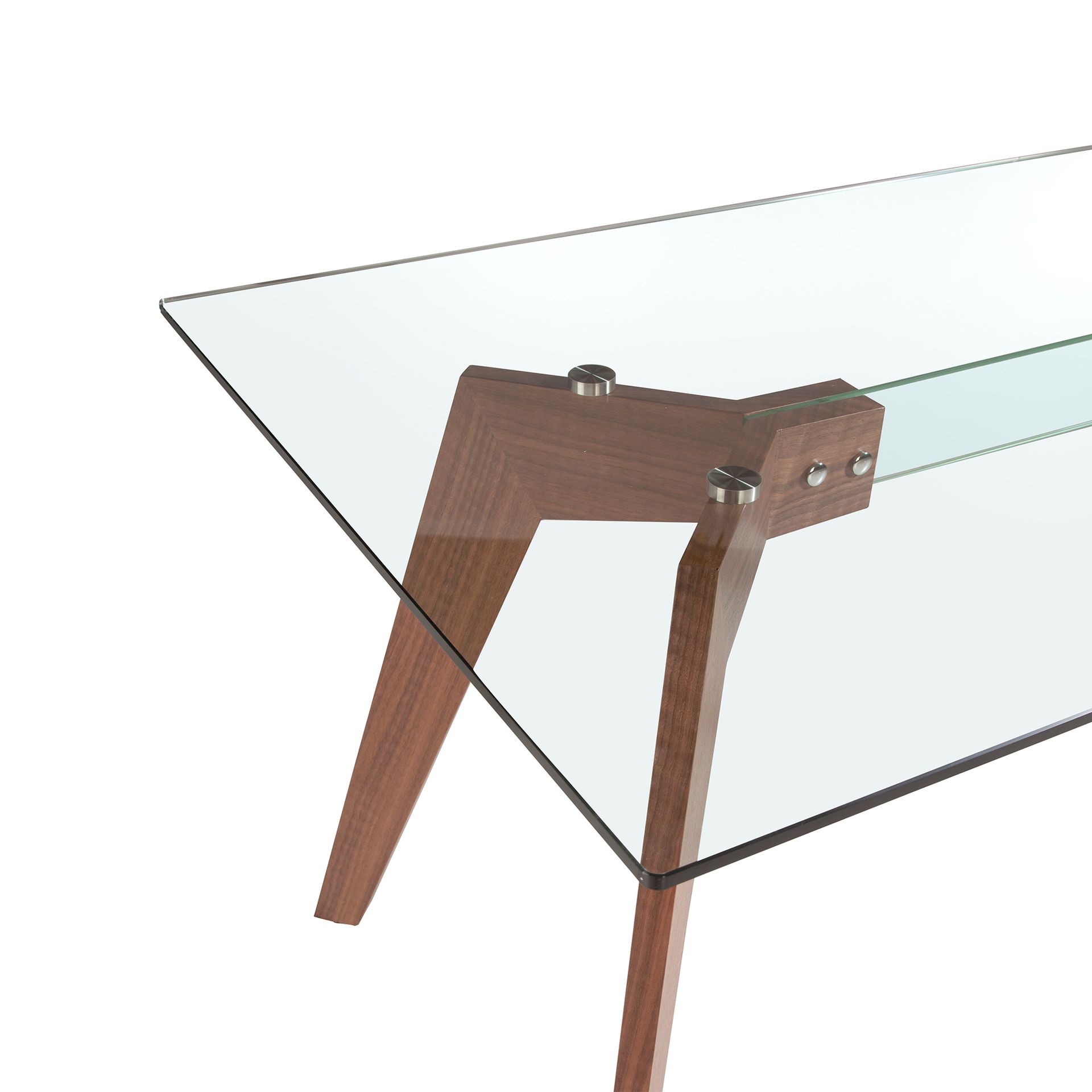 Mesa comedor rectangular cristal templado y nogal Mesa comedor rectangular cristal templado y nogal - Imagen 7