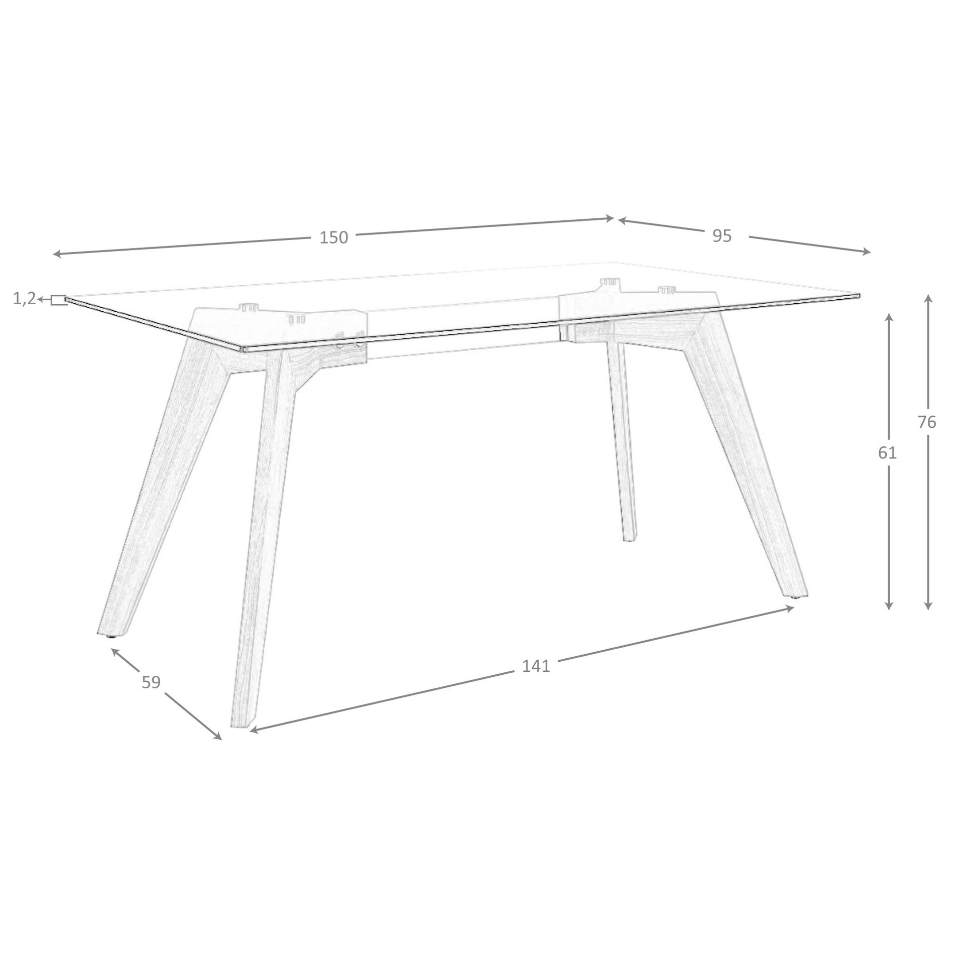 Mesa comedor rectangular cristal templado y nogal Mesa comedor rectangular cristal templado y nogal - Imagen 9