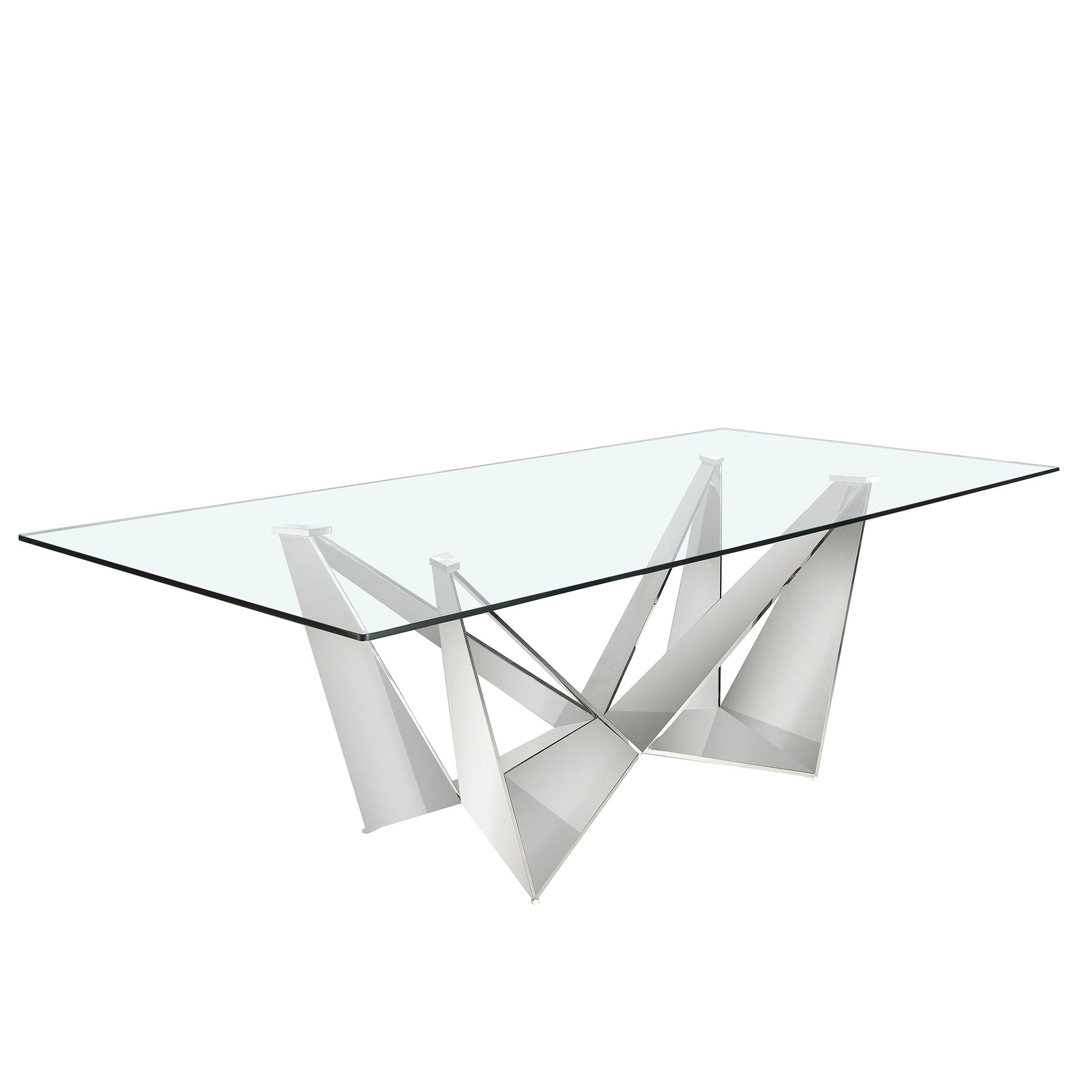 Mesa comedor rectangular cristal templado y acero cromado Mesa comedor rectangular cristal templado y acero cromado