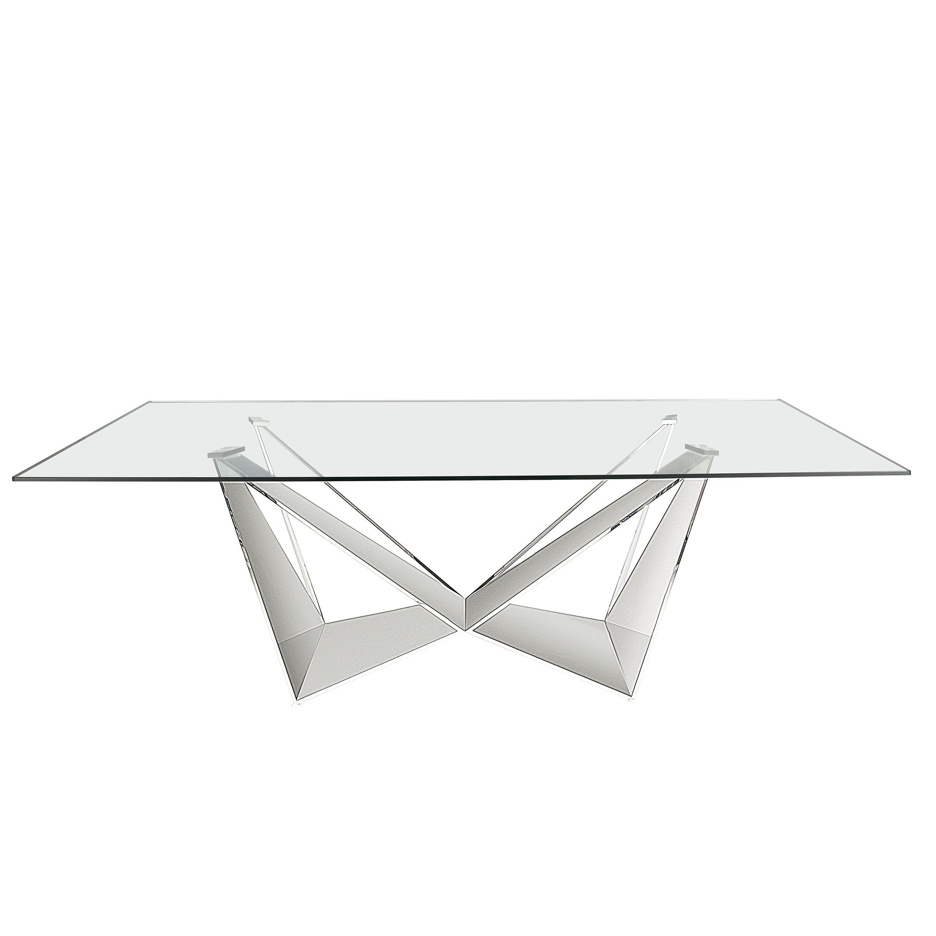 Mesa comedor rectangular cristal templado y acero cromado Mesa comedor rectangular cristal templado y acero cromado - Imagen 2