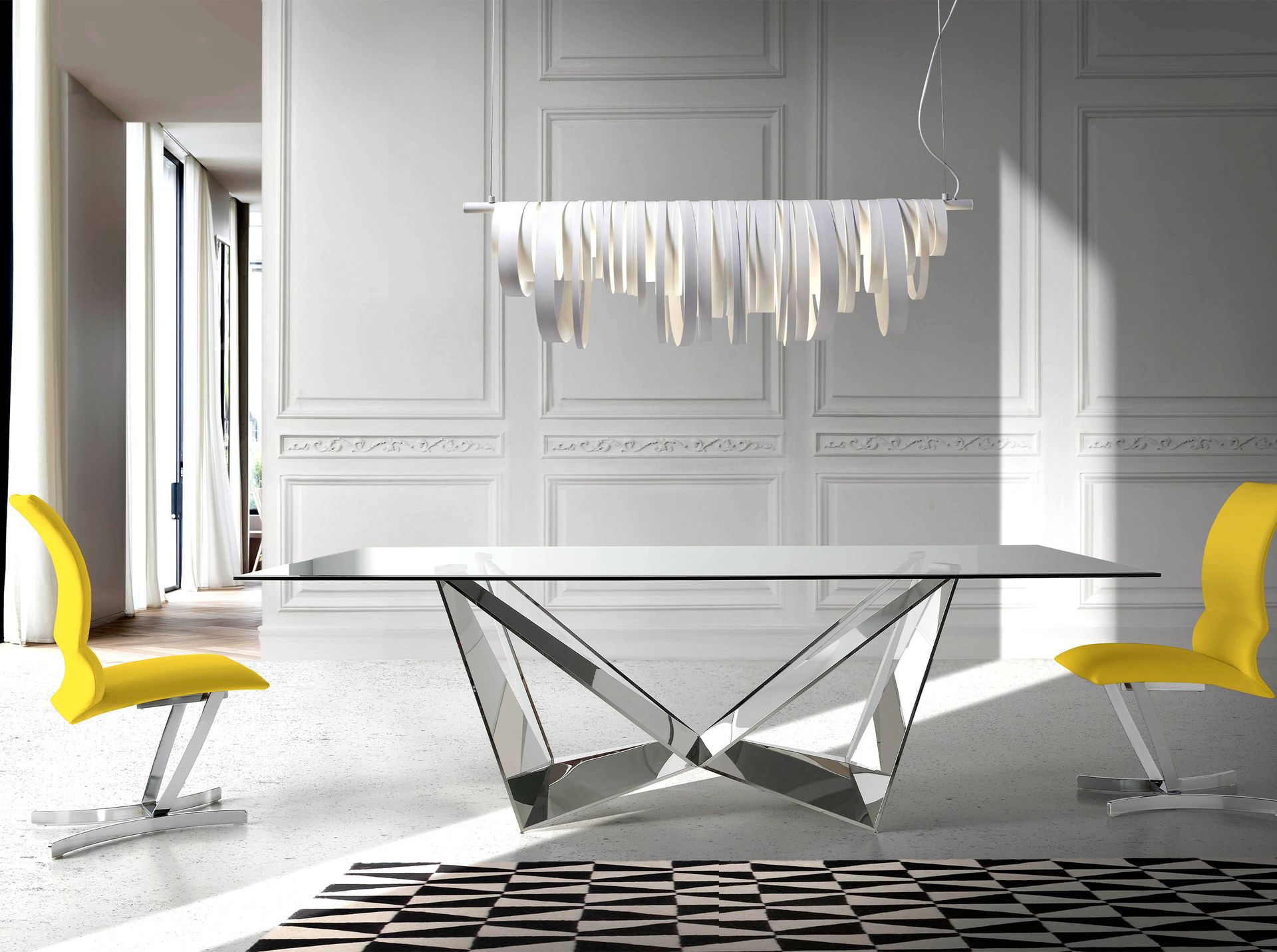 Mesa comedor rectangular cristal templado y acero cromado Mesa comedor rectangular cristal templado y acero cromado - Imagen 5