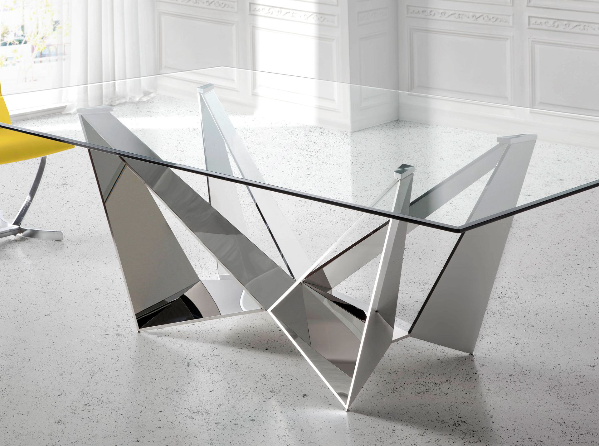Mesa comedor rectangular cristal templado y acero cromado Mesa comedor rectangular cristal templado y acero cromado - Imagen 6
