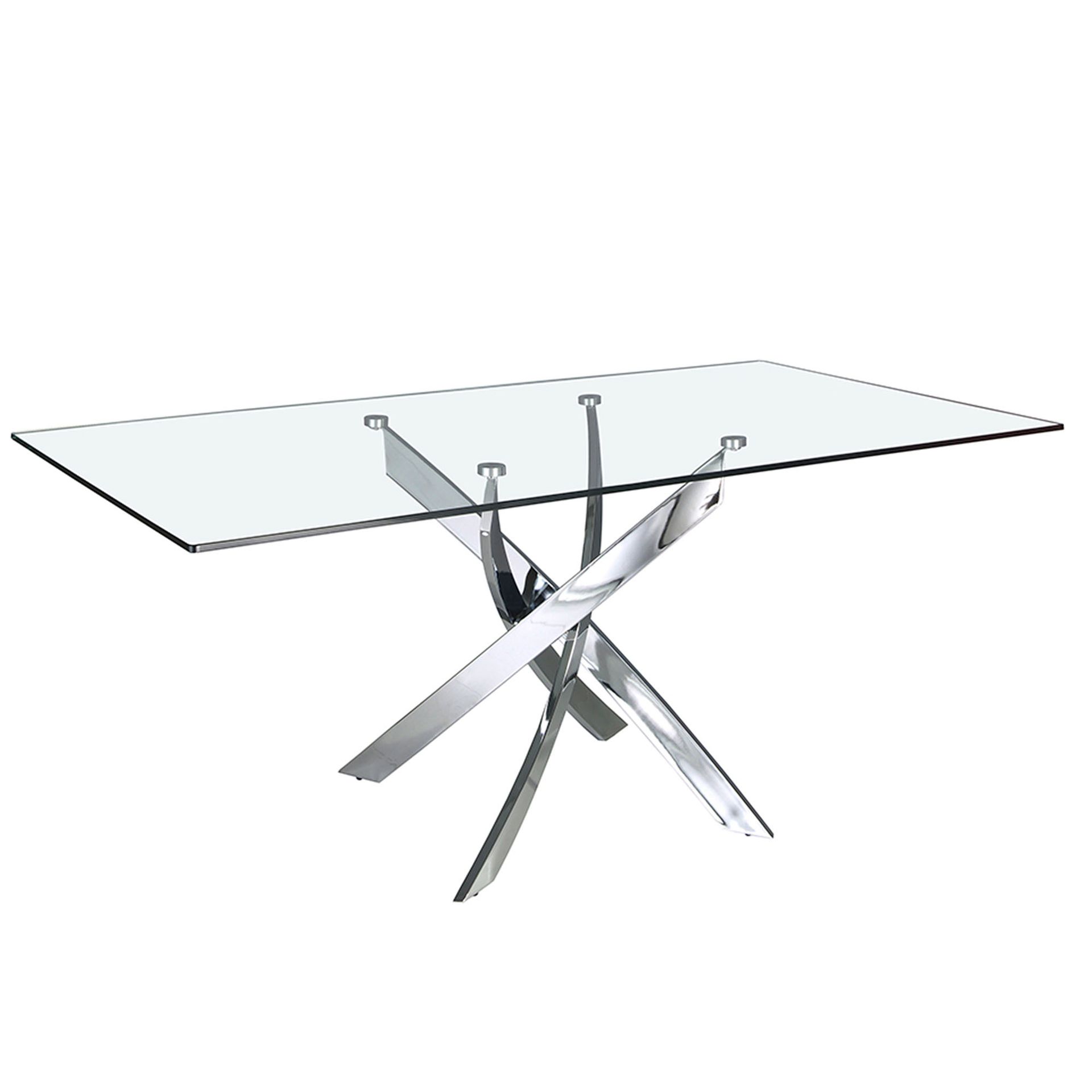 Mesa comedor rectangular cristal templado y acero cromado Mesa comedor rectangular cristal templado y acero cromado
