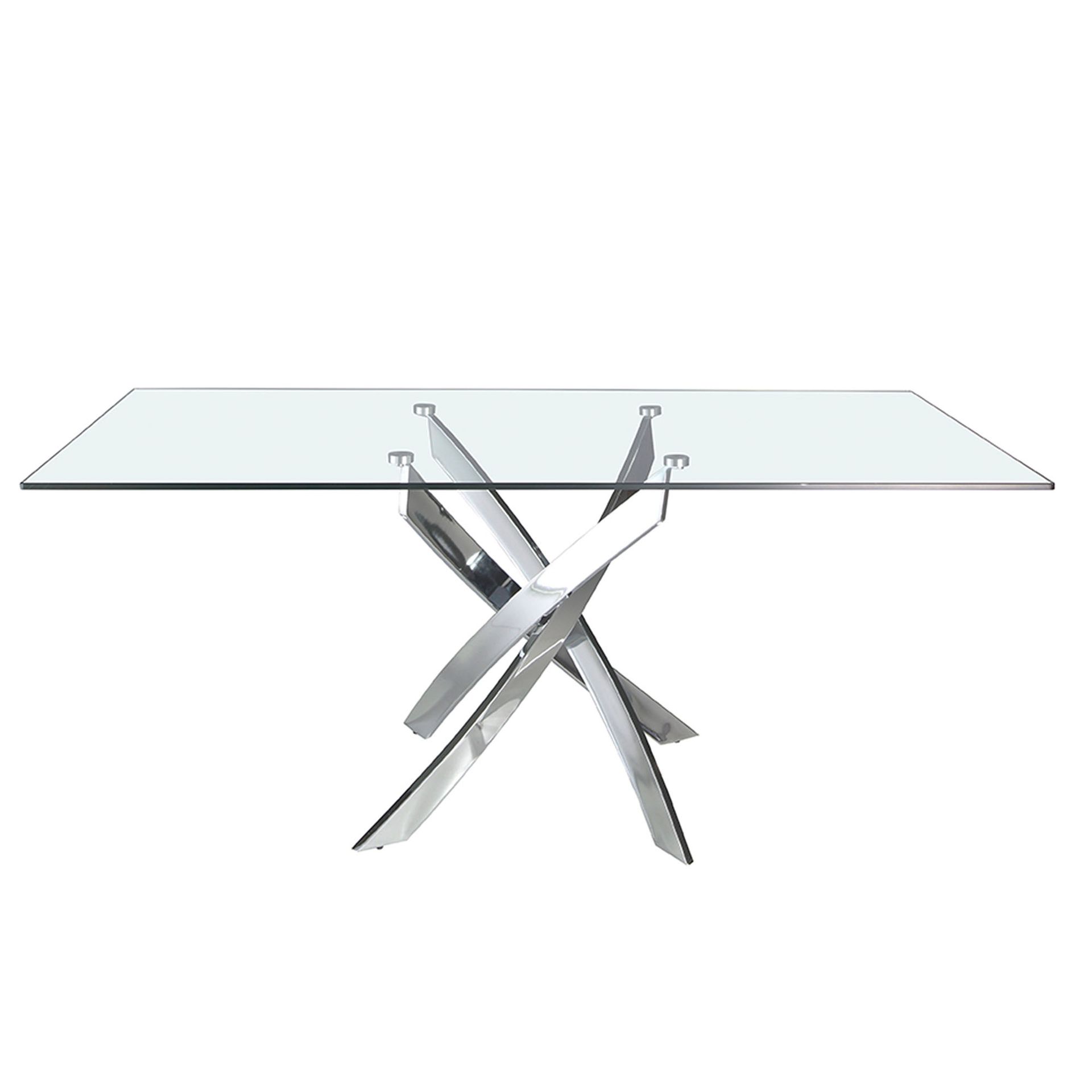 Mesa comedor rectangular cristal templado y acero cromado Mesa comedor rectangular cristal templado y acero cromado - Imagen 2