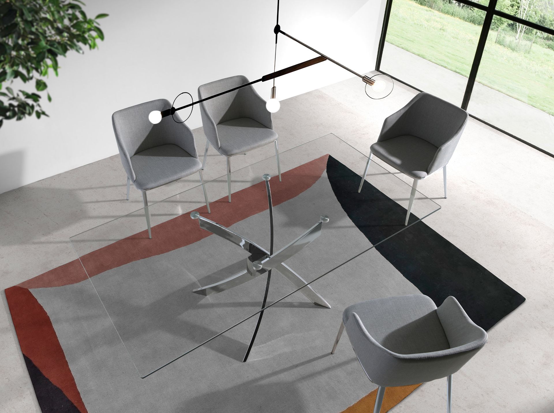 Mesa comedor rectangular cristal templado y acero cromado Mesa comedor rectangular cristal templado y acero cromado - Imagen 4