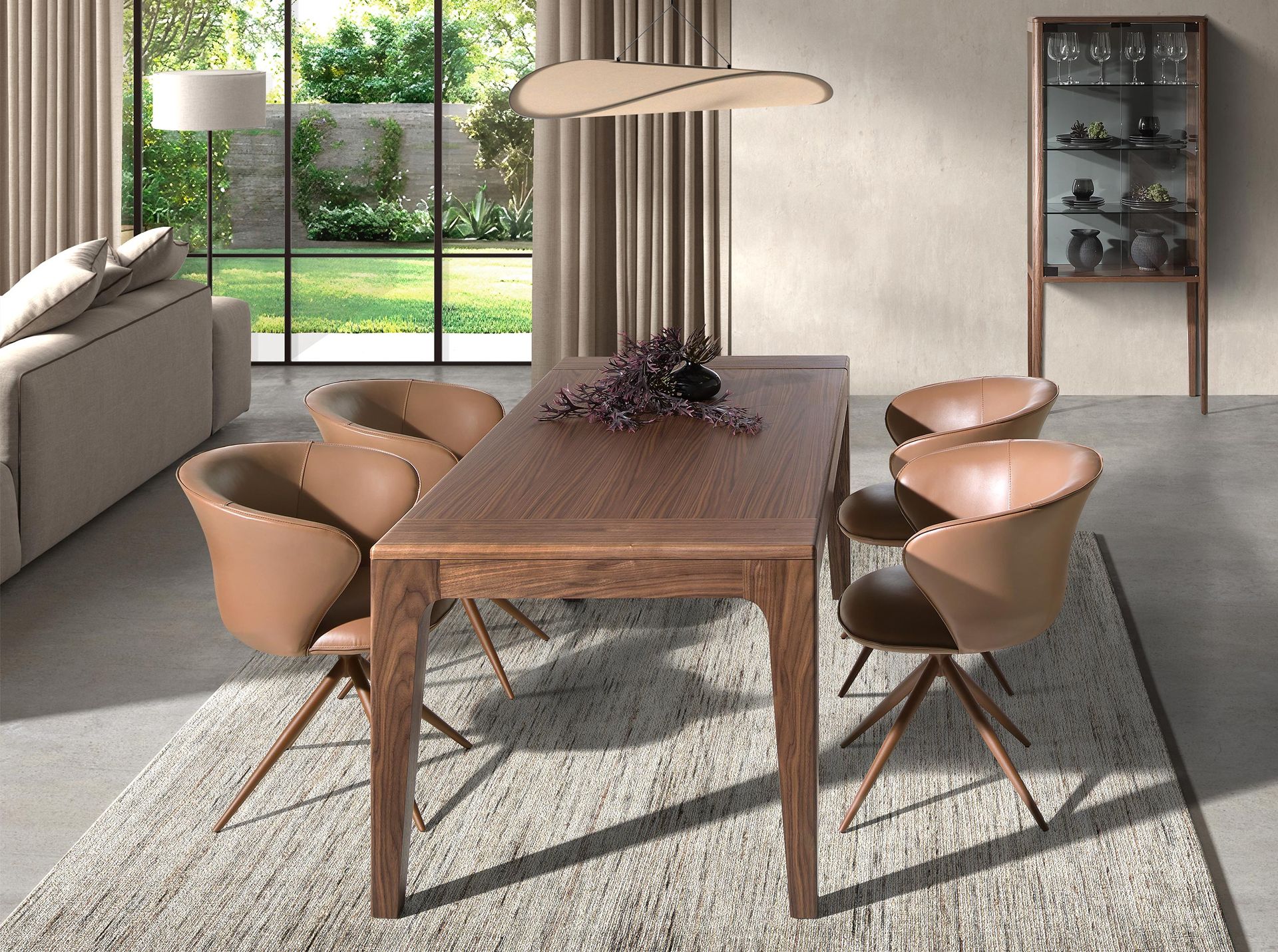 Mesa comedor extensible rectangular nogal Mesa comedor extensible rectangular nogal - Imagen 5
