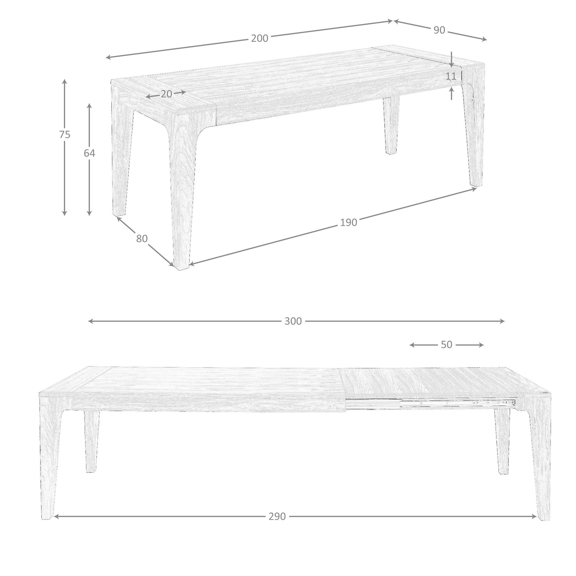 Mesa comedor extensible rectangular nogal Mesa comedor extensible rectangular nogal - Imagen 9