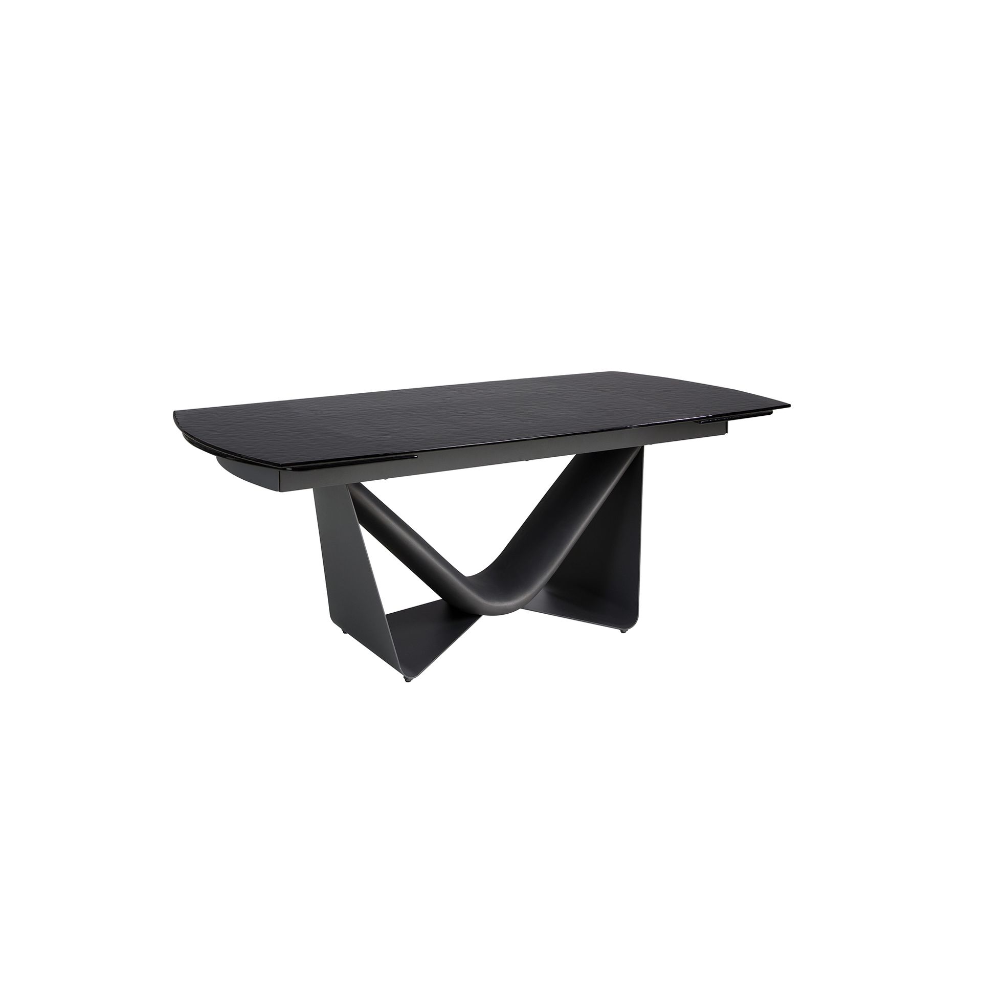 Mesa comedor extensible ovalada barril cristal negro, acero y fibra vidrio gris oscuro metal Mesa comedor extensible ovalada barril cristal negro, acero y fibra vidrio gris oscuro metal - Imagen 8