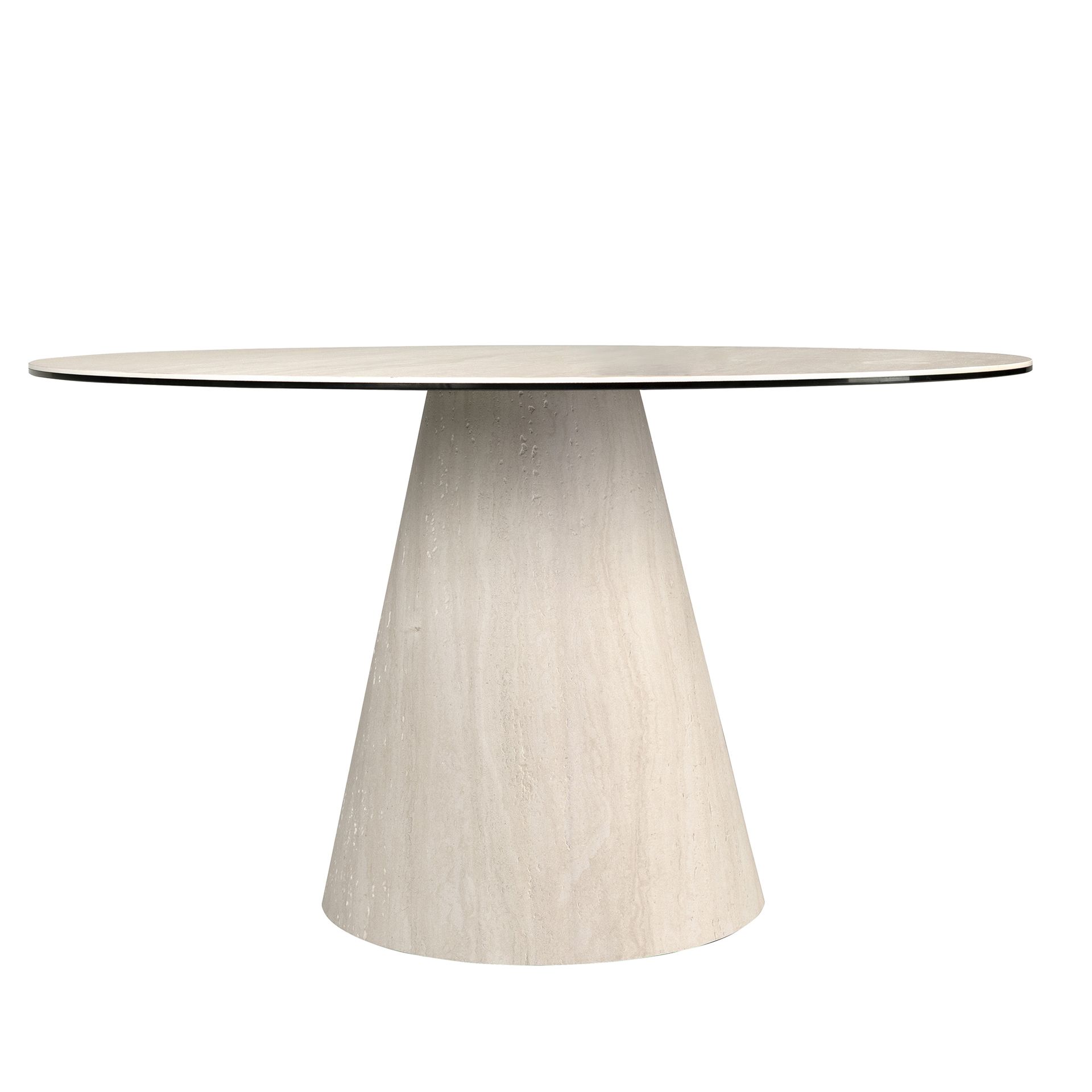Mesa comedor redonda mármol porcelánico y madera revestida con lámina de mármol porcelánico flexible Mesa comedor redonda mármol porcelánico y madera revestida con lámina de mármol porcelánico flexible - Imagen 2