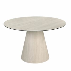 Mesa comedor redonda mármol porcelánico y madera revestida con lámina de mármol porcelánico flexible Mesa comedor redonda mármol porcelánico y madera revestida con lámina de mármol porcelánico flexible