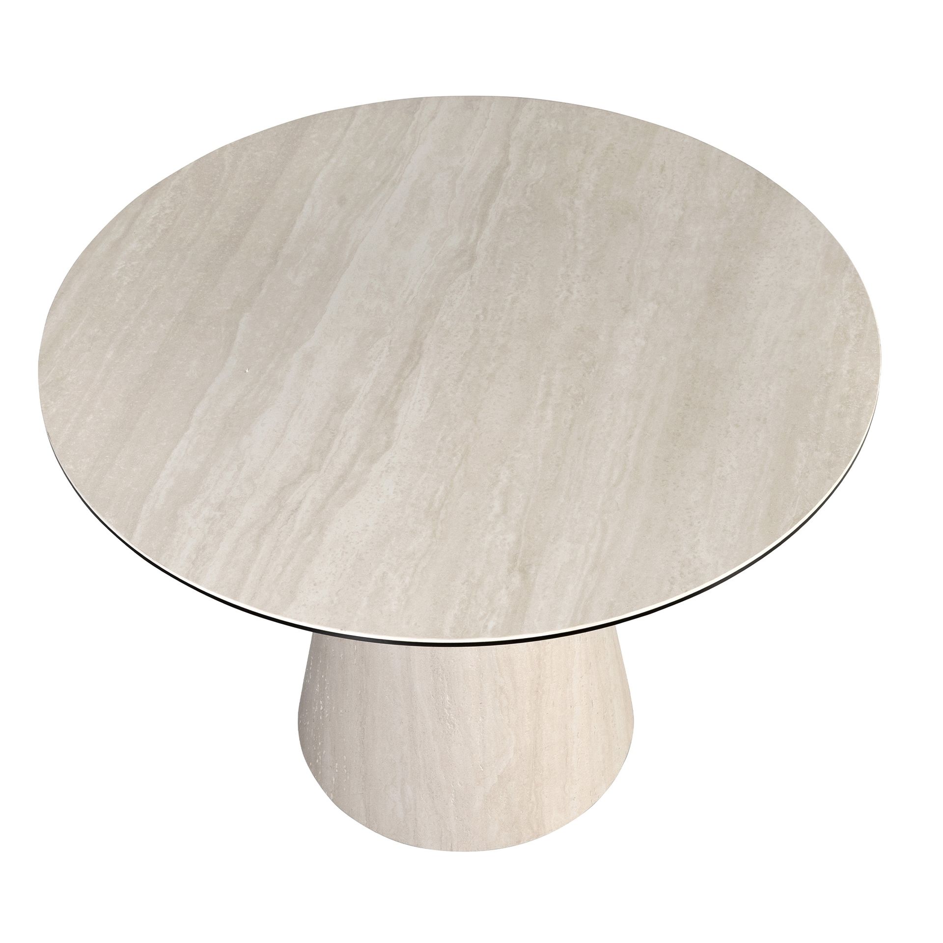 Mesa comedor redonda mármol porcelánico y madera revestida con lámina de mármol porcelánico flexible Mesa comedor redonda mármol porcelánico y madera revestida con lámina de mármol porcelánico flexible - Imagen 5