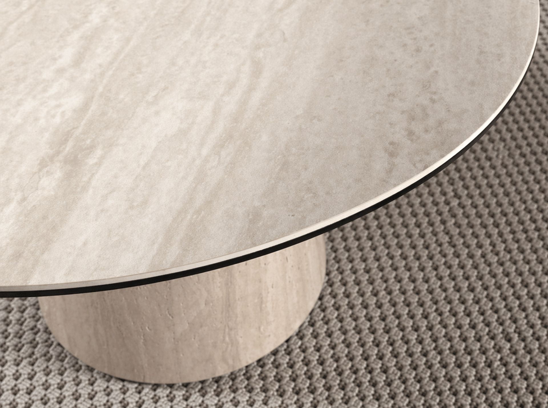 Mesa comedor redonda mármol porcelánico y madera revestida con lámina de mármol porcelánico flexible Mesa comedor redonda mármol porcelánico y madera revestida con lámina de mármol porcelánico flexible - Imagen 6
