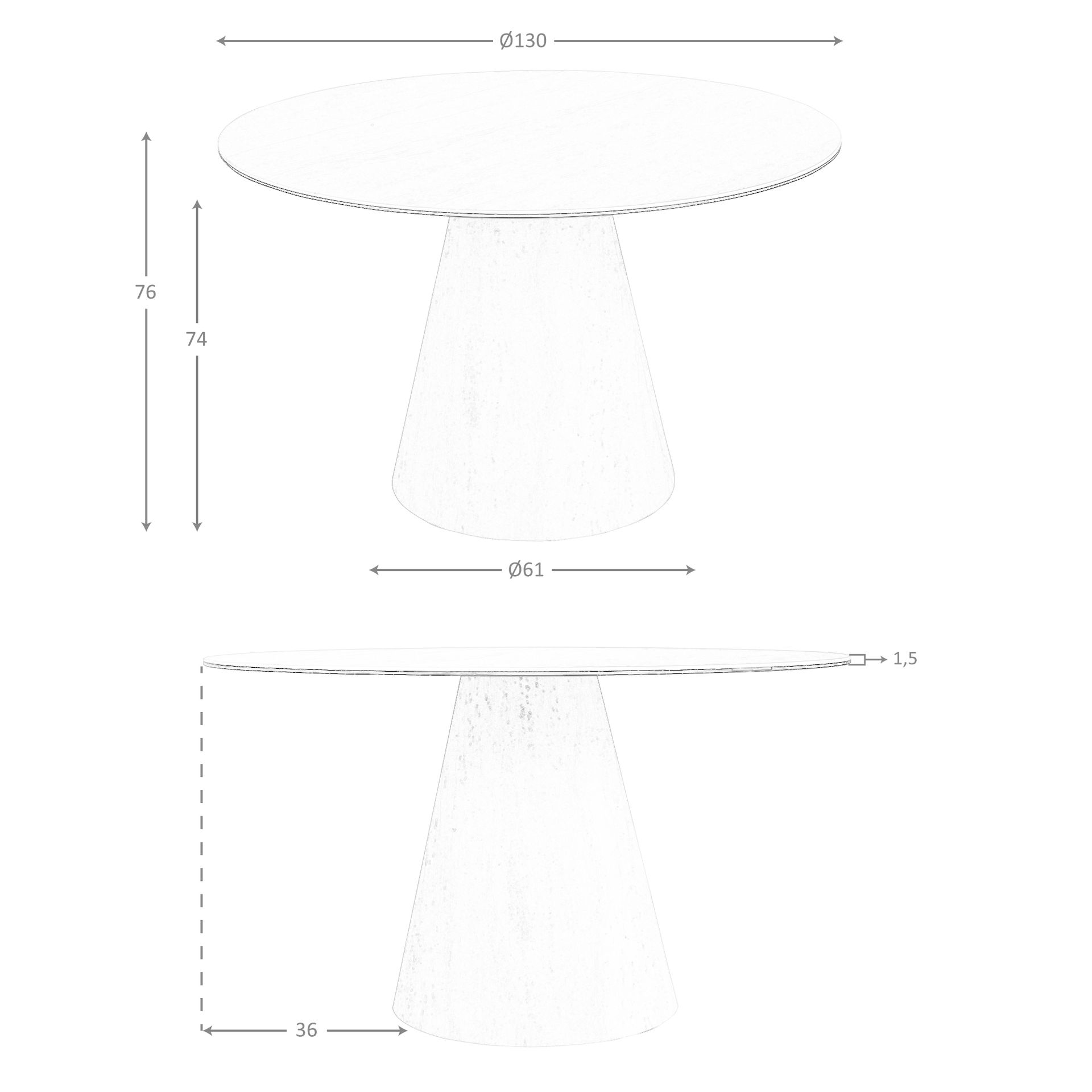 Mesa comedor redonda mármol porcelánico y madera revestida con lámina de mármol porcelánico flexible Mesa comedor redonda mármol porcelánico y madera revestida con lámina de mármol porcelánico flexible - Imagen 7