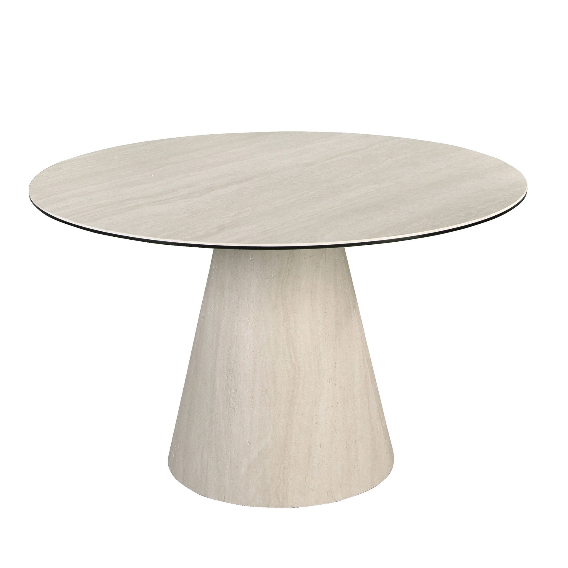 Mesa comedor redonda mármol porcelánico y madera revestida con lámina de mármol porcelánico flexible Mesa comedor redonda mármol porcelánico y madera revestida con lámina de mármol porcelánico flexible
