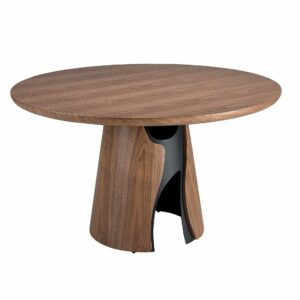 Mesa comedor redonda nogal y acero epoxi negro Mesa comedor redonda nogal y acero epoxi negro
