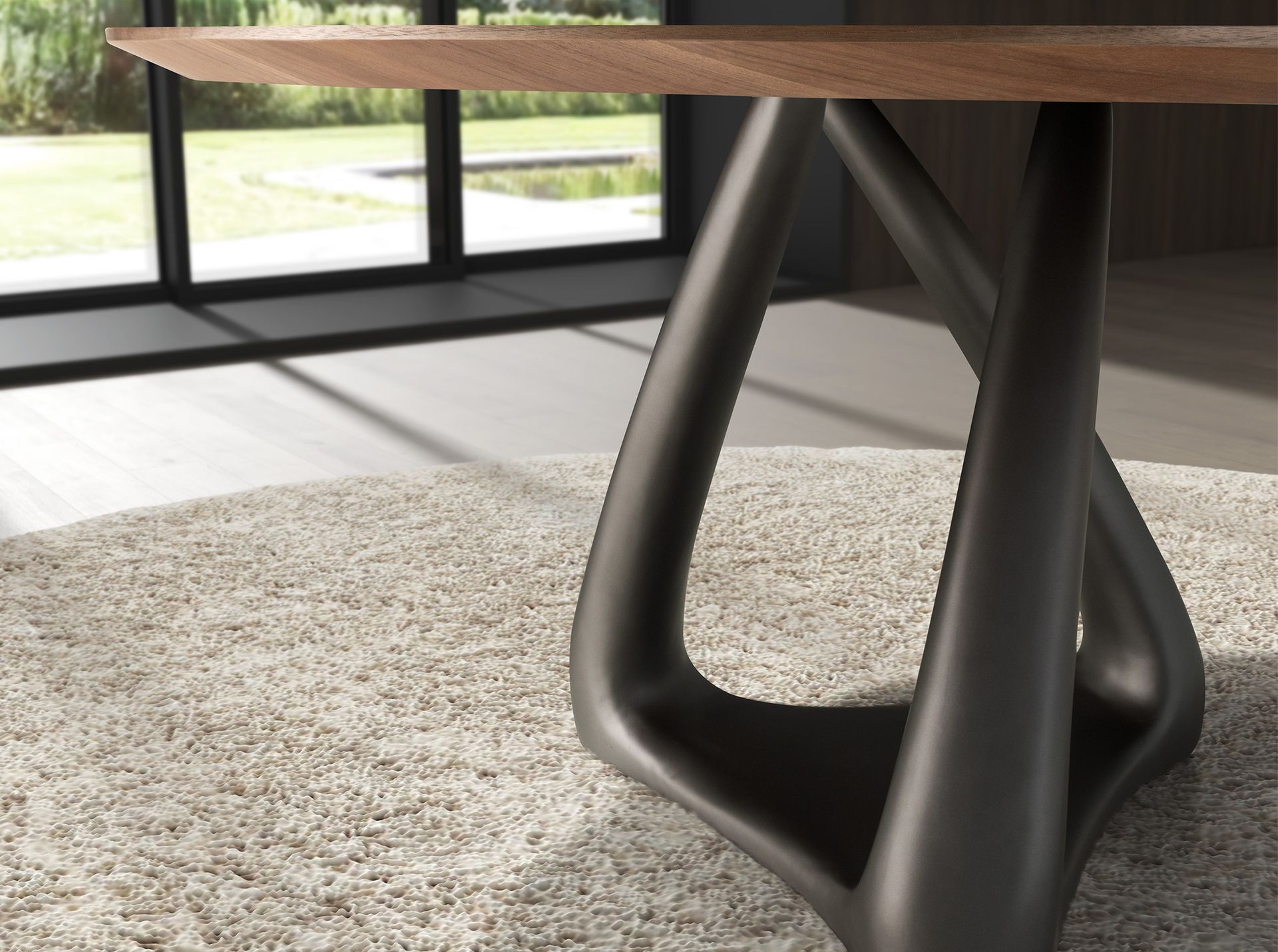 Mesa comedor redonda nogal y fibra vidrio gris oscuro metal Mesa comedor redonda nogal y fibra vidrio gris oscuro metal - Imagen 7