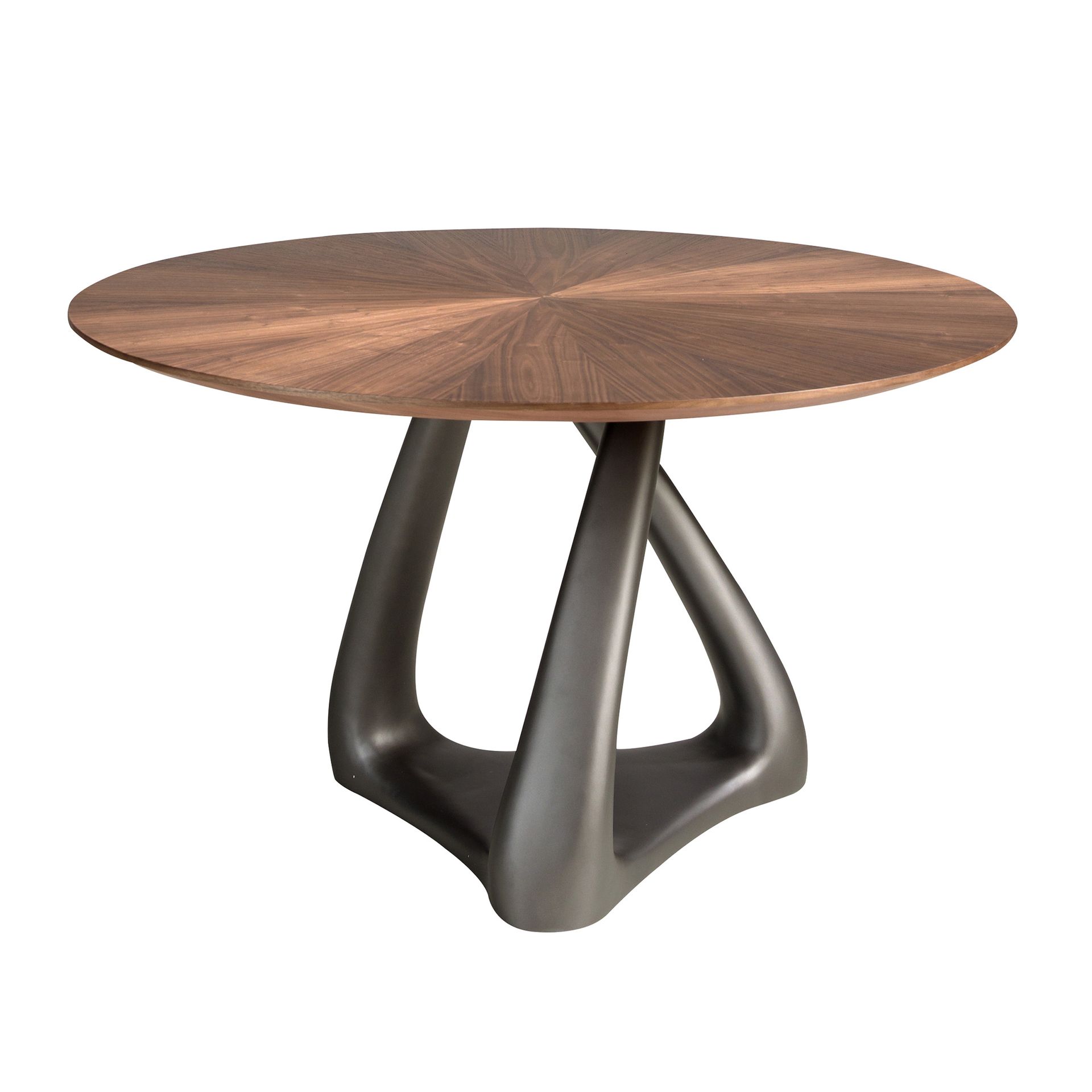 Mesa comedor redonda nogal y fibra vidrio gris oscuro metal Mesa comedor redonda nogal y fibra vidrio gris oscuro metal