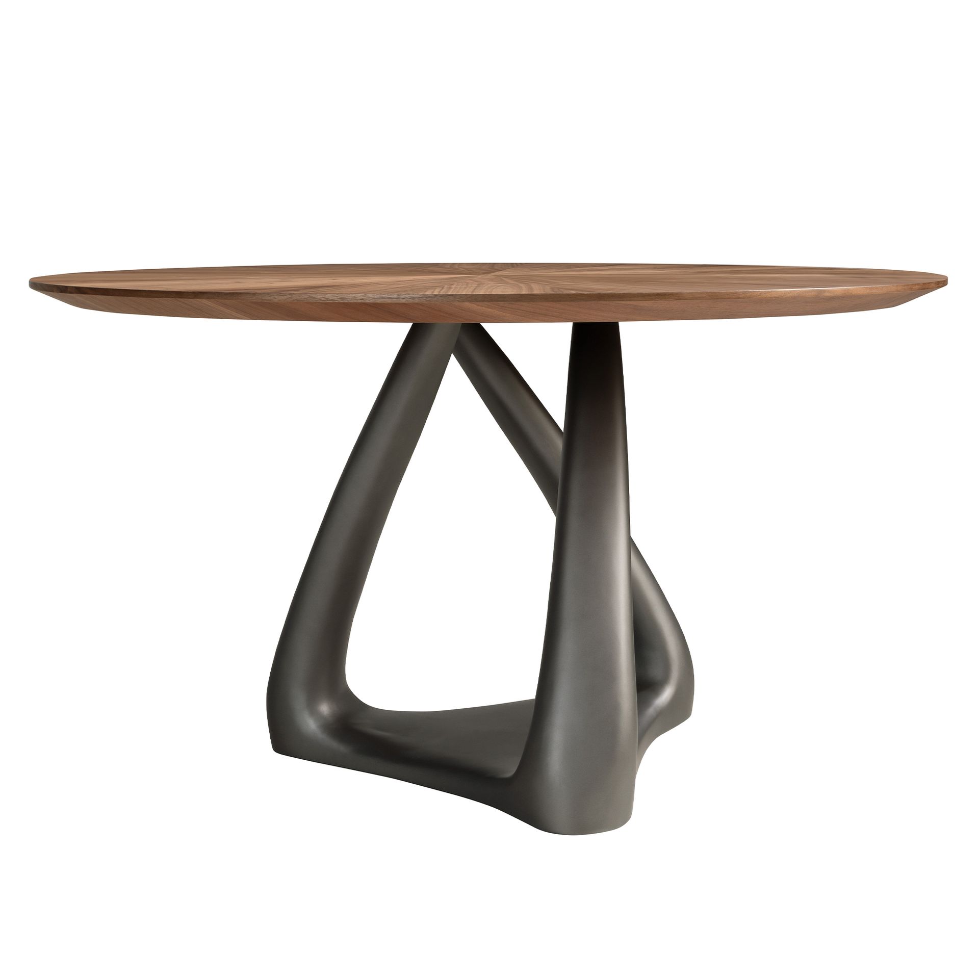Mesa comedor redonda nogal y fibra vidrio gris oscuro metal Mesa comedor redonda nogal y fibra vidrio gris oscuro metal - Imagen 2