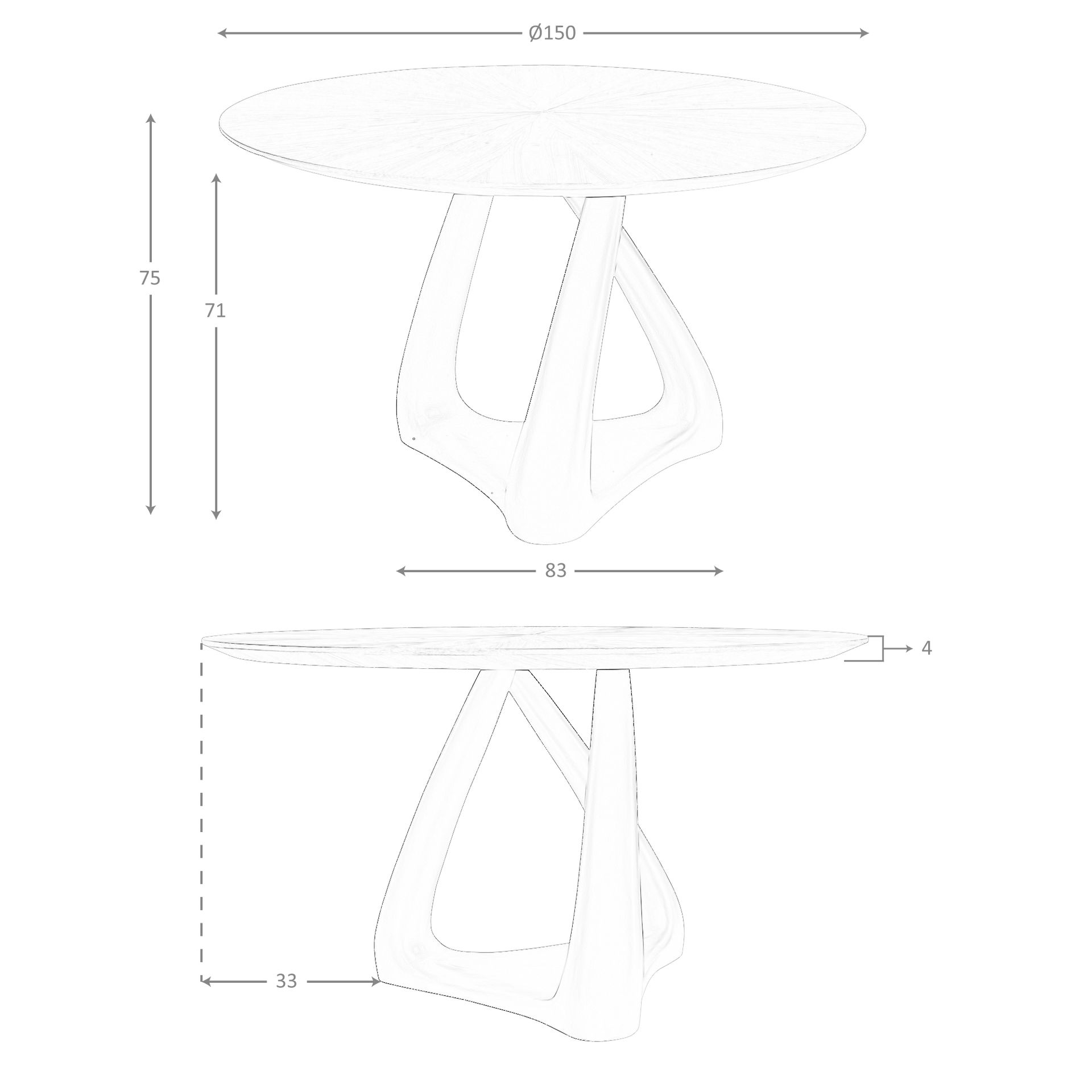 Mesa comedor redonda nogal y fibra vidrio gris oscuro metal Mesa comedor redonda nogal y fibra vidrio gris oscuro metal - Imagen 9