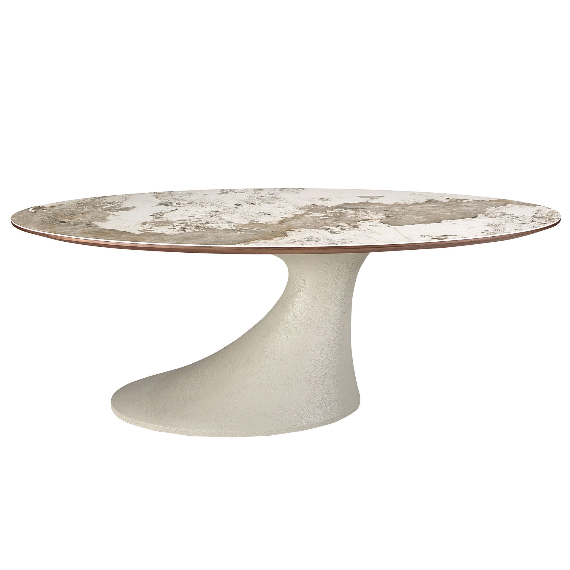Mesa comedor ovalada mármol porcelánico y fibra de vidrio epoxi arena Mesa comedor ovalada mármol porcelánico y fibra de vidrio epoxi arena - Imagen 2