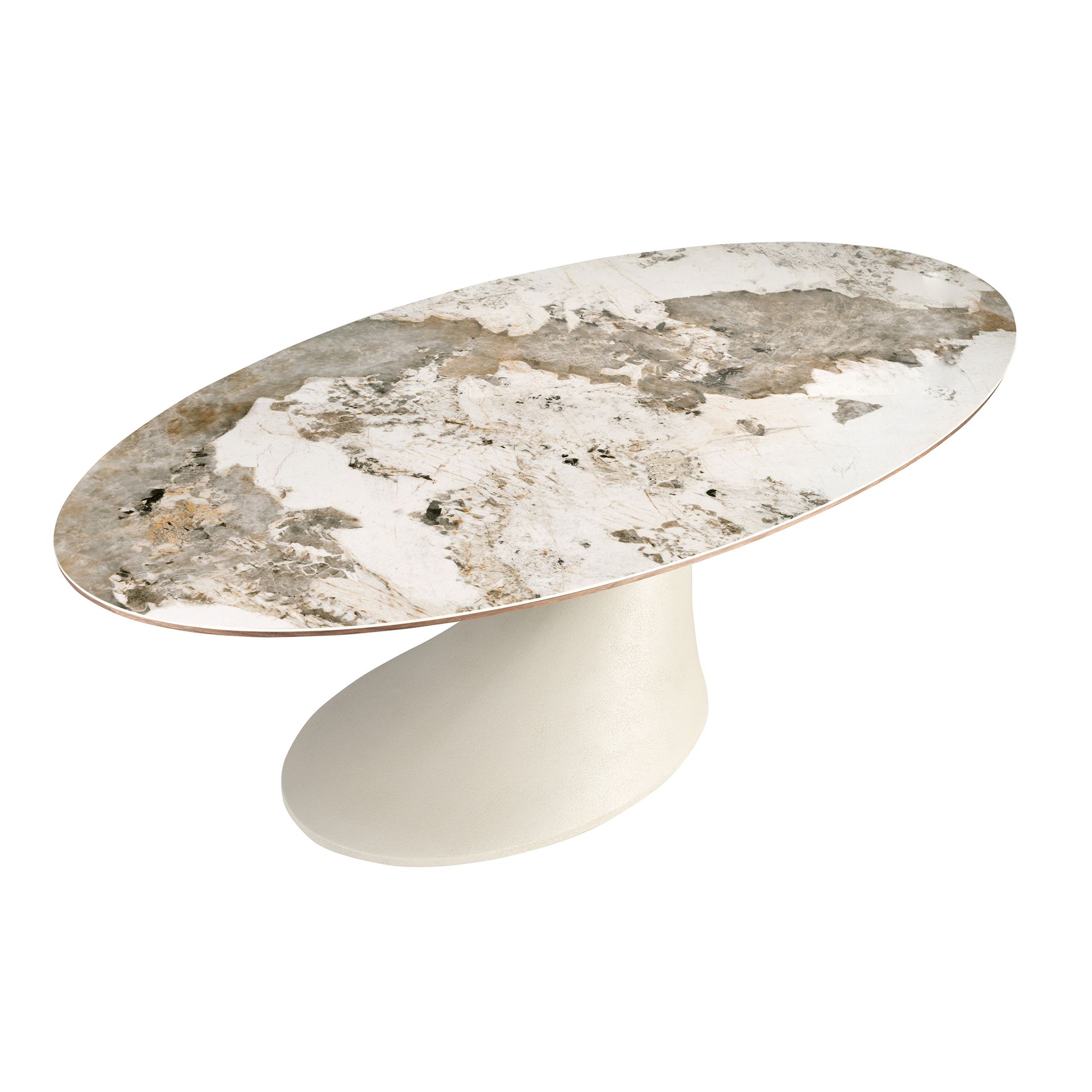 Mesa comedor ovalada mármol porcelánico y fibra de vidrio epoxi arena Mesa comedor ovalada mármol porcelánico y fibra de vidrio epoxi arena - Imagen 6