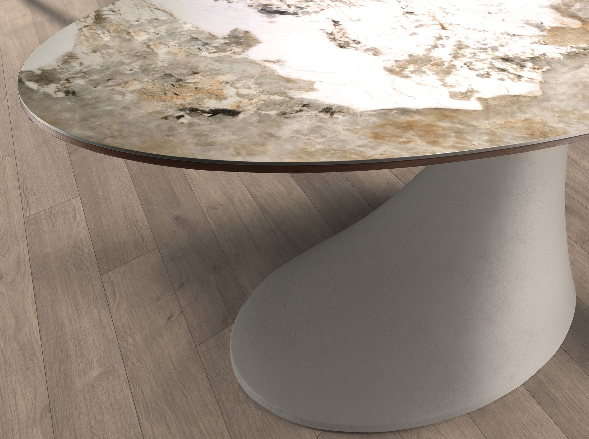 Mesa comedor ovalada mármol porcelánico y fibra de vidrio epoxi arena Mesa comedor ovalada mármol porcelánico y fibra de vidrio epoxi arena - Imagen 7