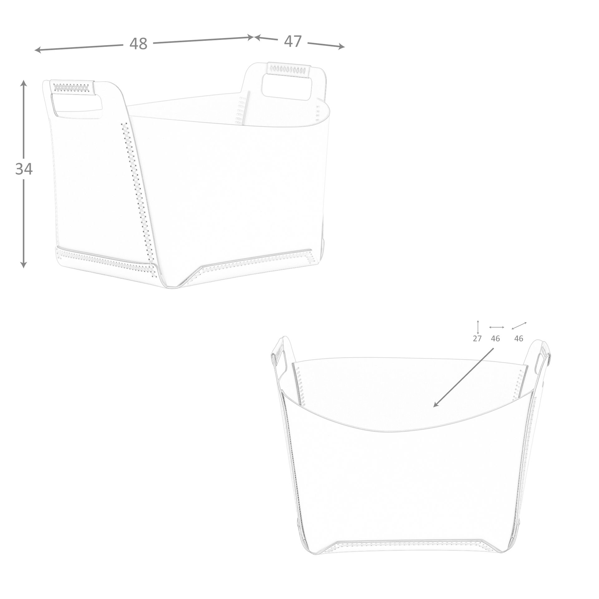 Cesta decorativa de almacenaje rectangular en piel regenerada arena con asas Cesta decorativa de almacenaje rectangular en piel regenerada arena con asas - Imagen 9