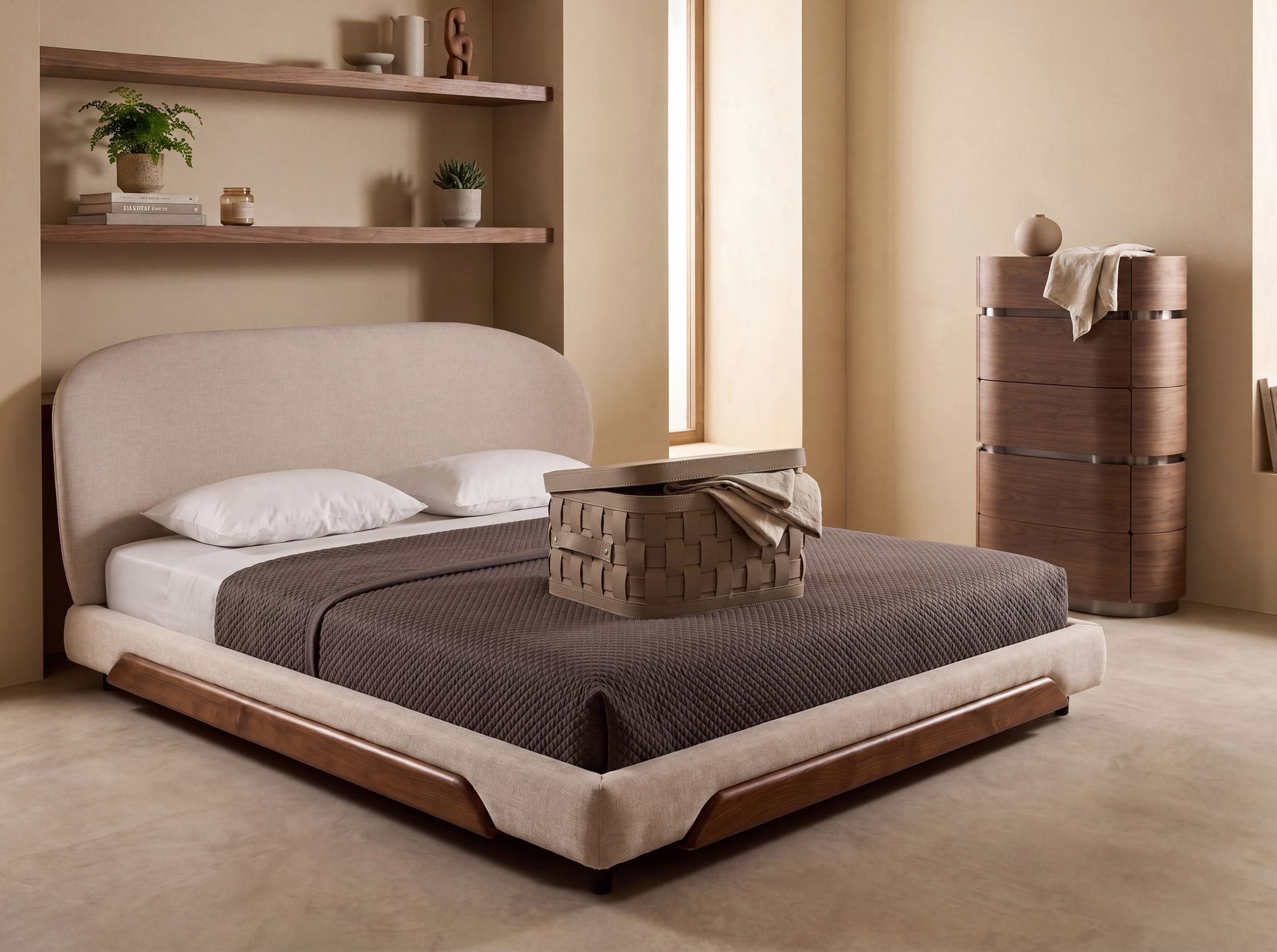 Cesta decorativa de almacenaje rectangular en piel regenerada visón oscuro con tapa Cesta decorativa de almacenaje rectangular en piel regenerada visón oscuro con tapa - Imagen 5