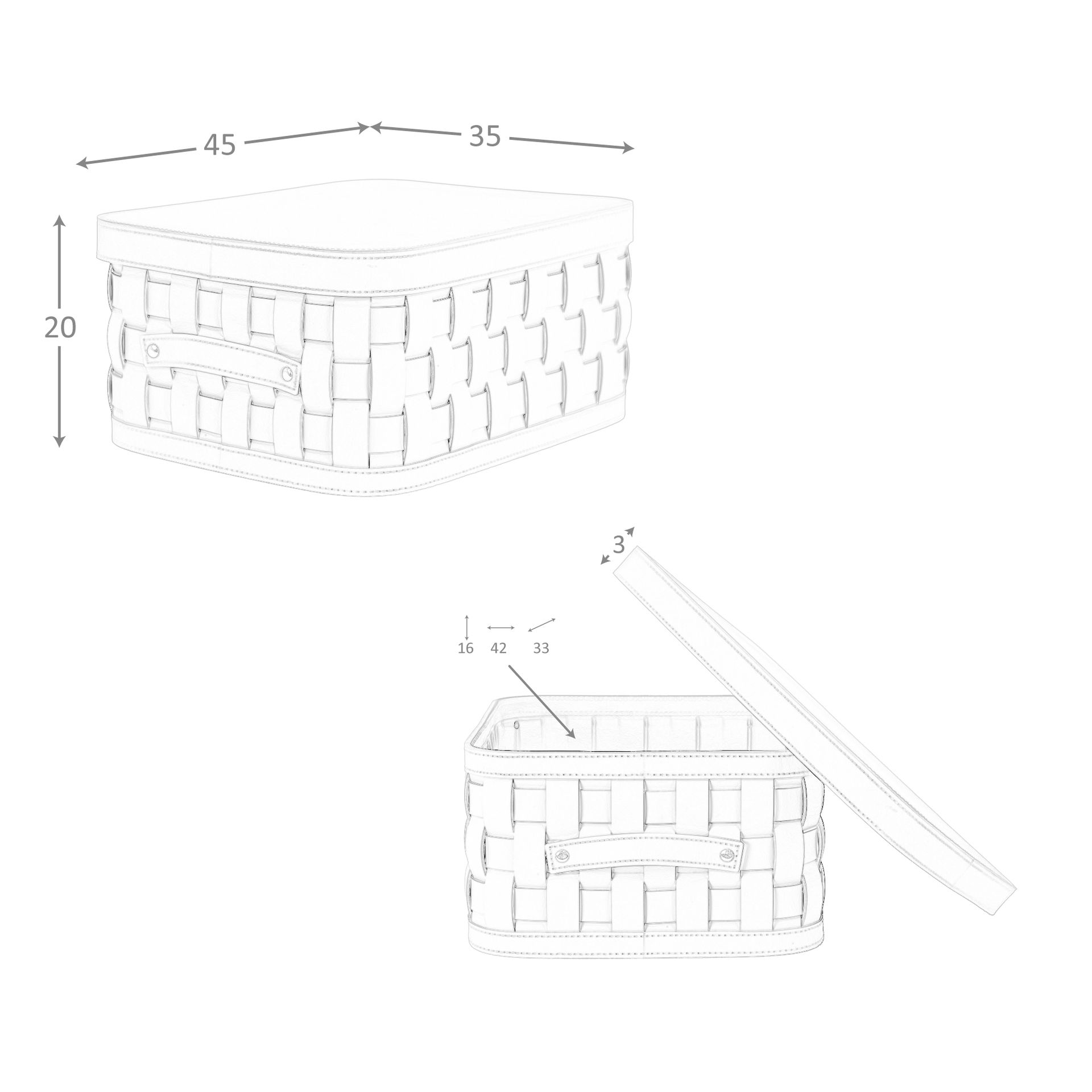 Cesta decorativa de almacenaje rectangular en piel regenerada visón oscuro con tapa Cesta decorativa de almacenaje rectangular en piel regenerada visón oscuro con tapa - Imagen 9