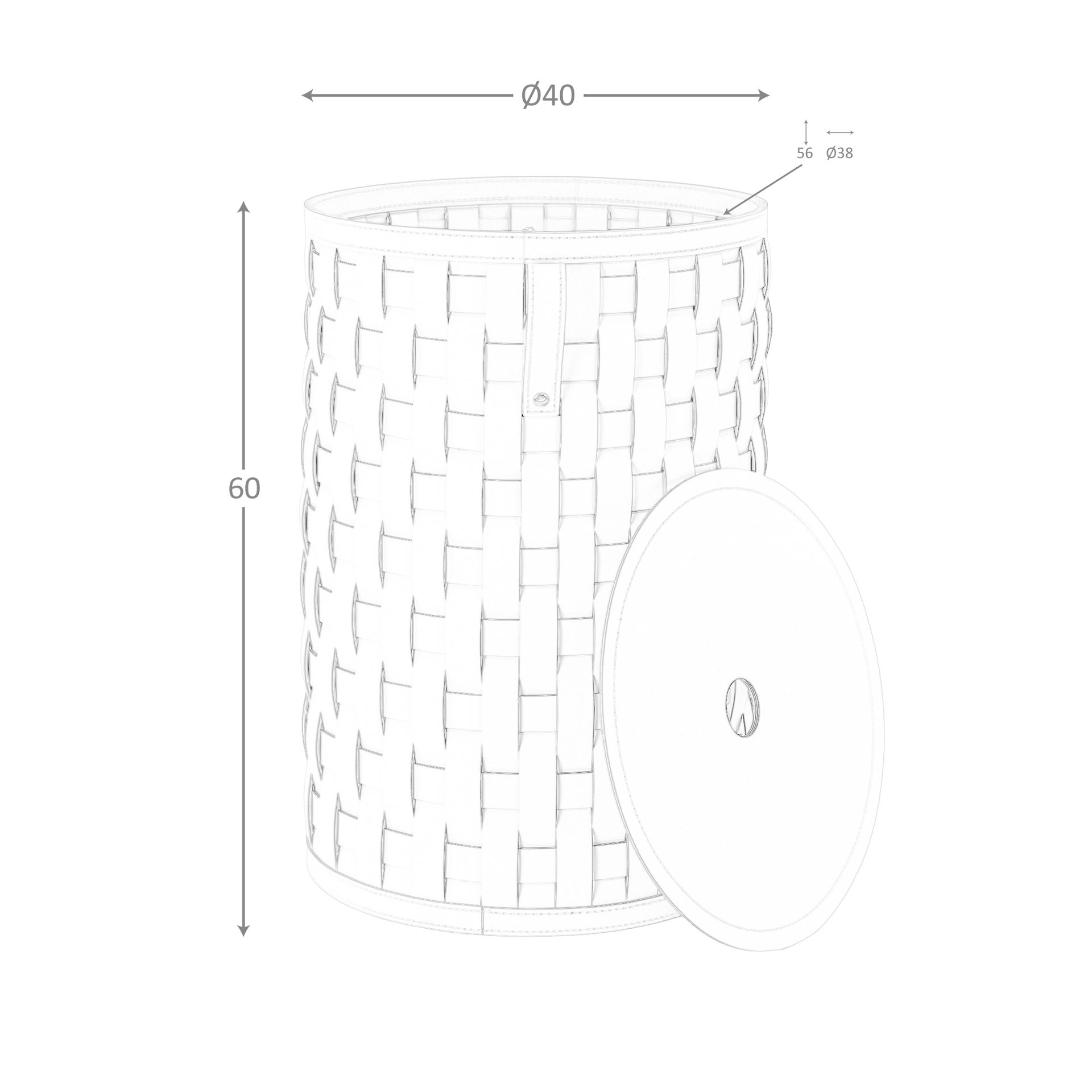 Cesta decorativa de almacenaje cilíndrica en piel regenerada arena con tapa Cesta decorativa de almacenaje cilíndrica en piel regenerada arena con tapa - Imagen 9