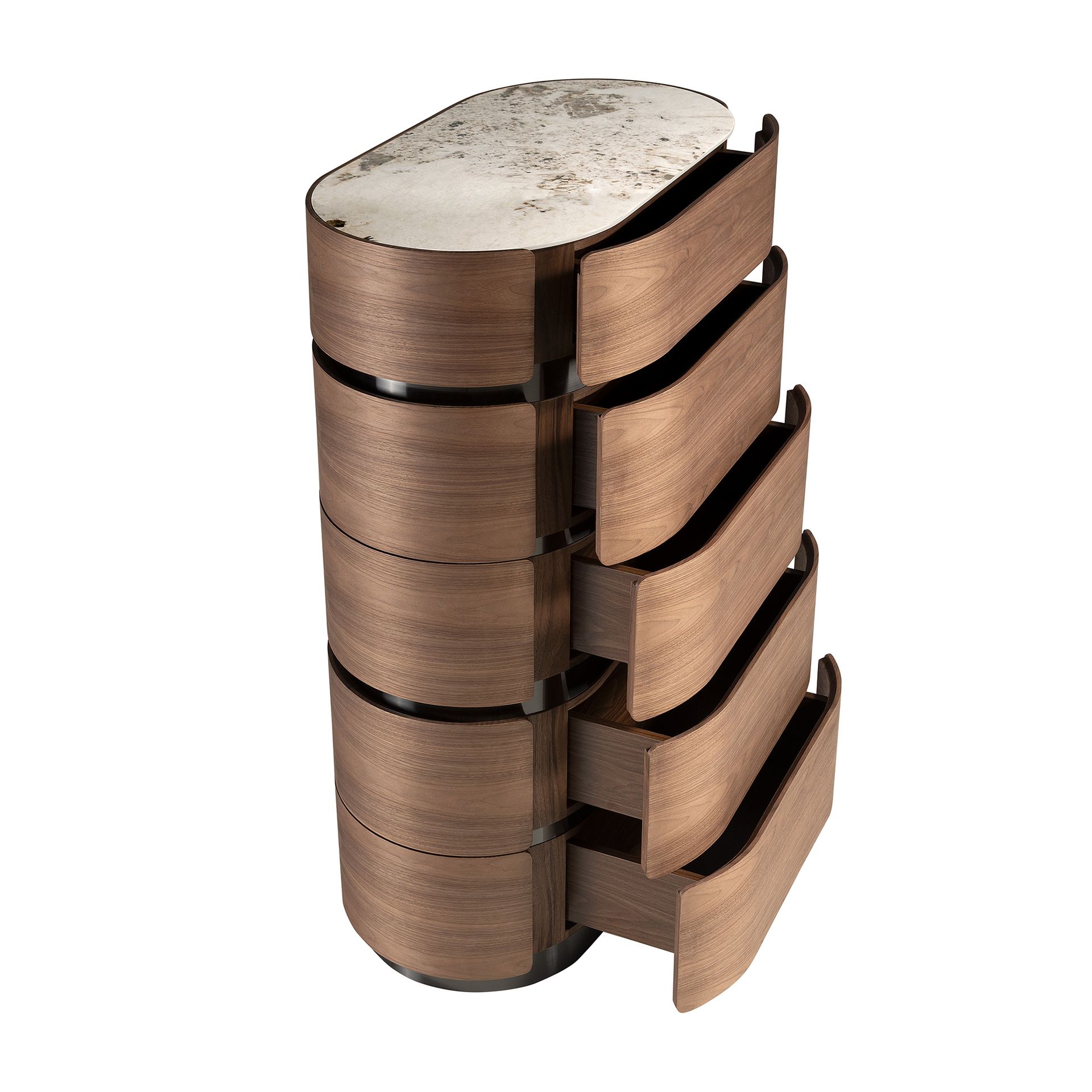 Chifonier nogal, base de acero oscurecido y tapa de mármol porcelánico Chifonier nogal, base de acero oscurecido y tapa de mármol porcelánico - Imagen 6