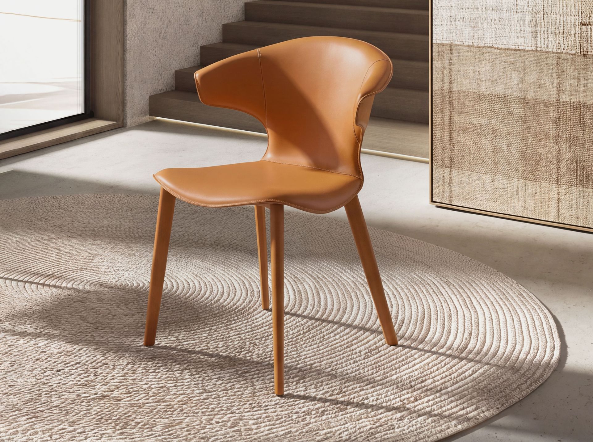 Silla piel regenerada naranja Silla piel regenerada naranja - Imagen 3
