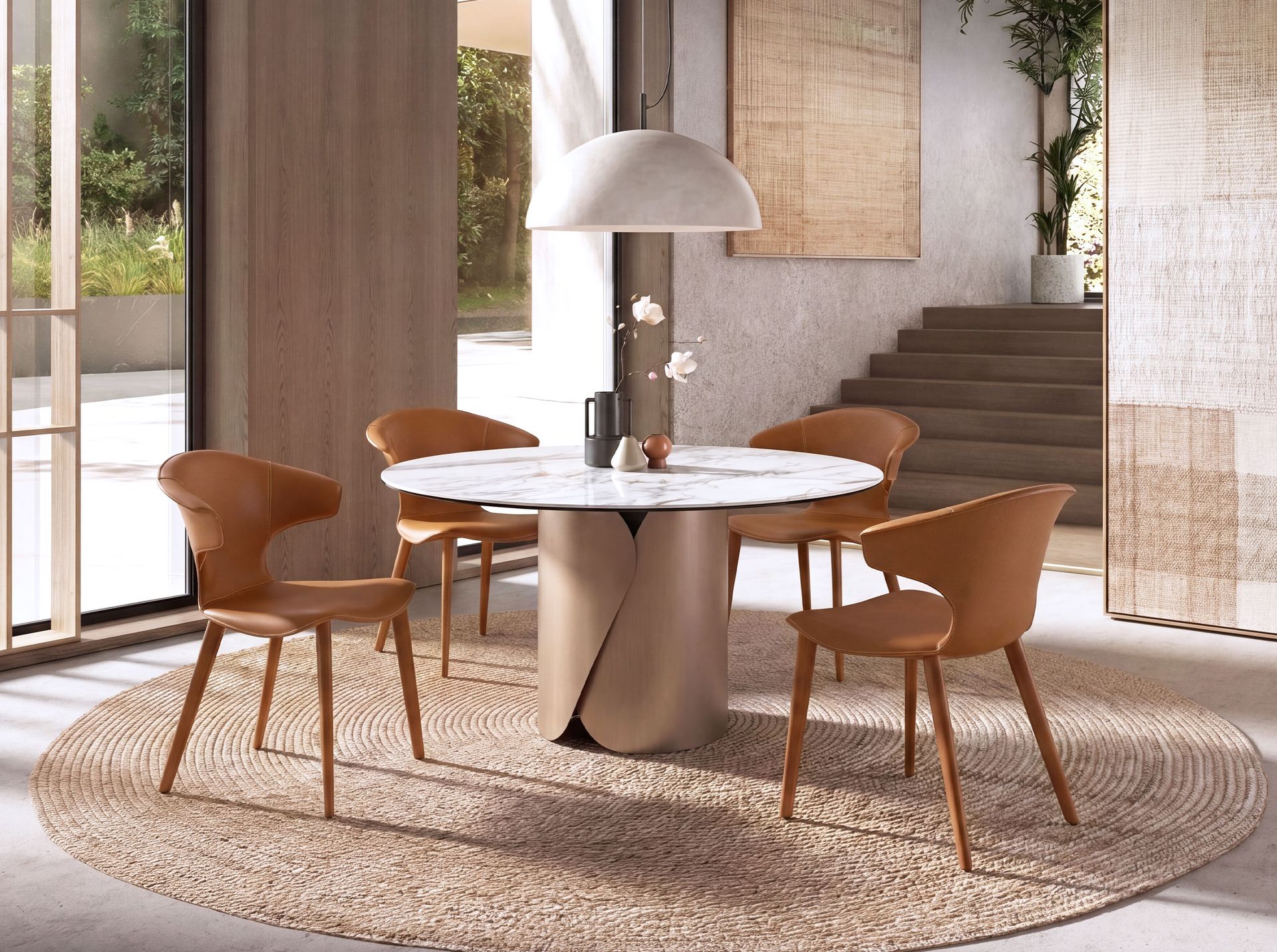 Silla piel regenerada naranja Silla piel regenerada naranja - Imagen 5