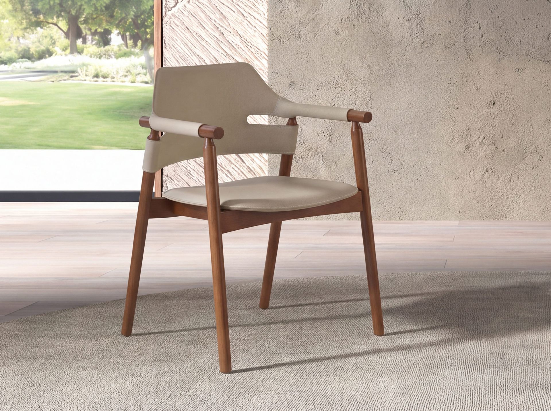 Silla piel regenerada arena Silla piel regenerada arena - Imagen 3