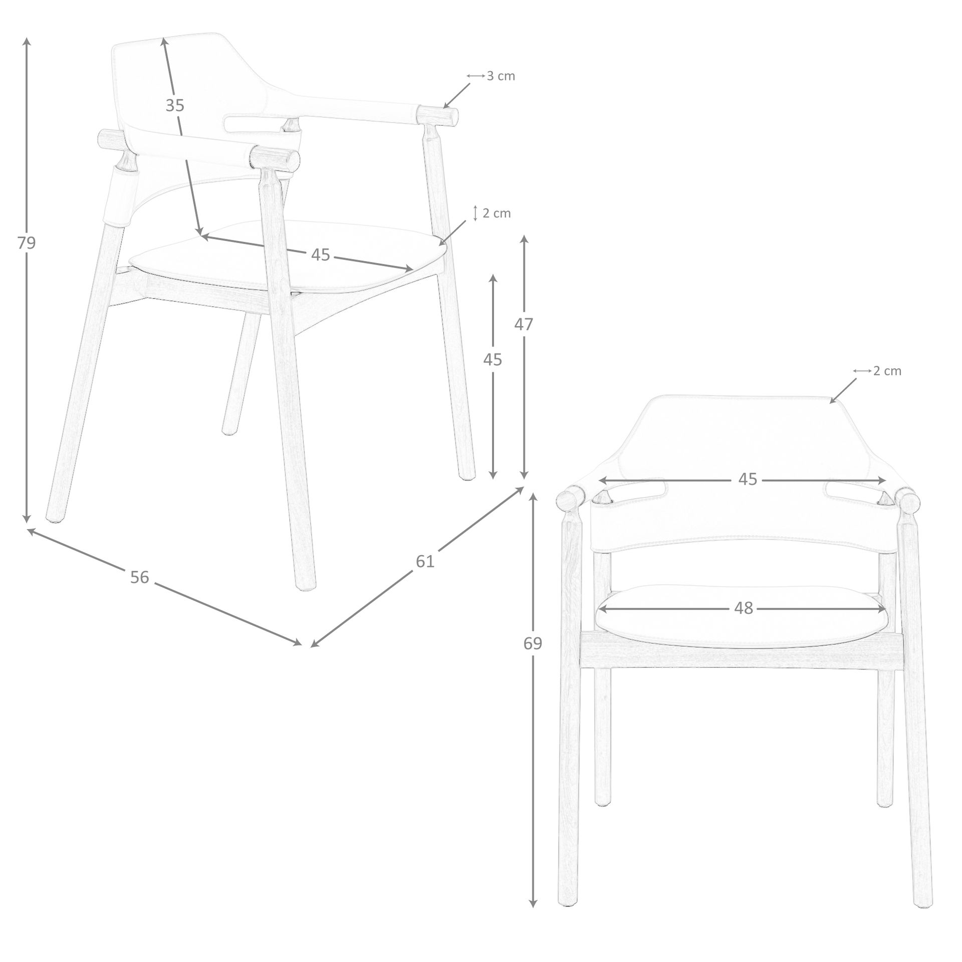 Silla piel regenerada arena Silla piel regenerada arena - Imagen 9