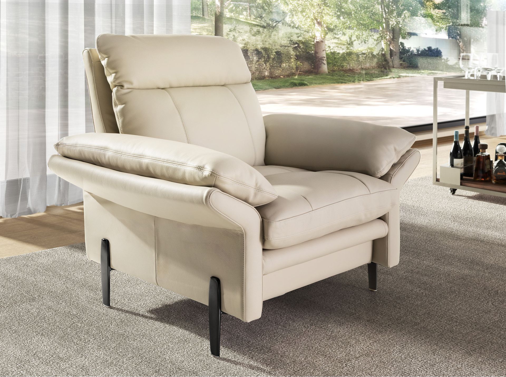 Sillón piel gris taupe Sillón piel gris taupe - Imagen 3