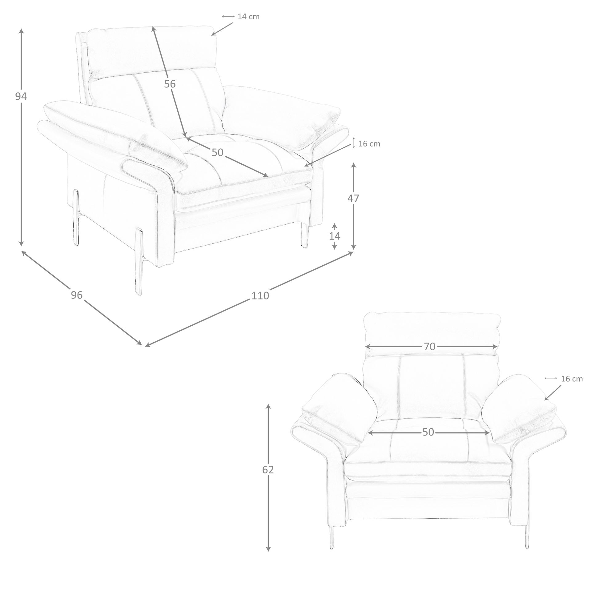 Sillón piel gris taupe Sillón piel gris taupe - Imagen 9