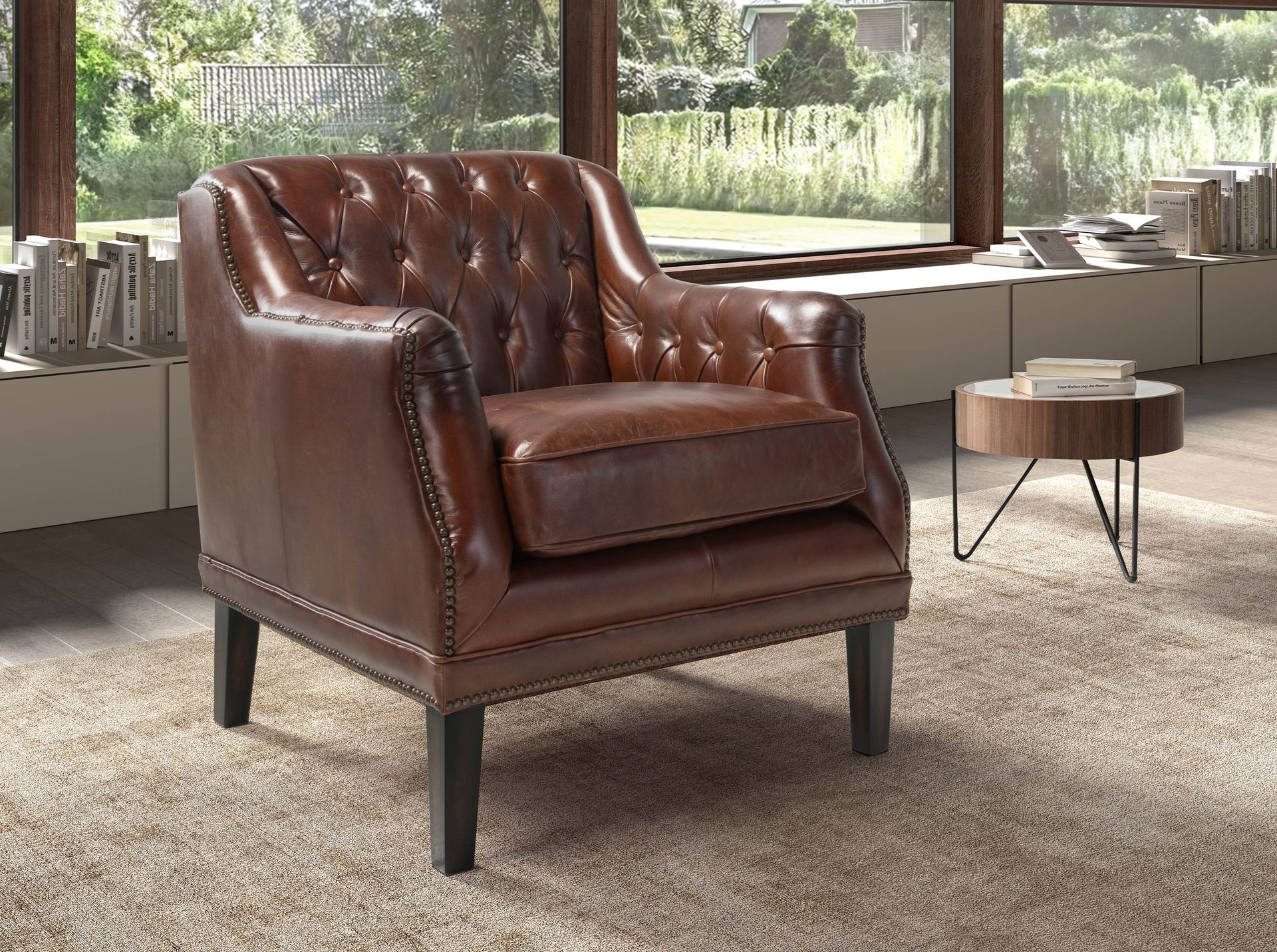 Sillón Chester piel marrón coñac Sillón Chester piel marrón coñac - Imagen 3