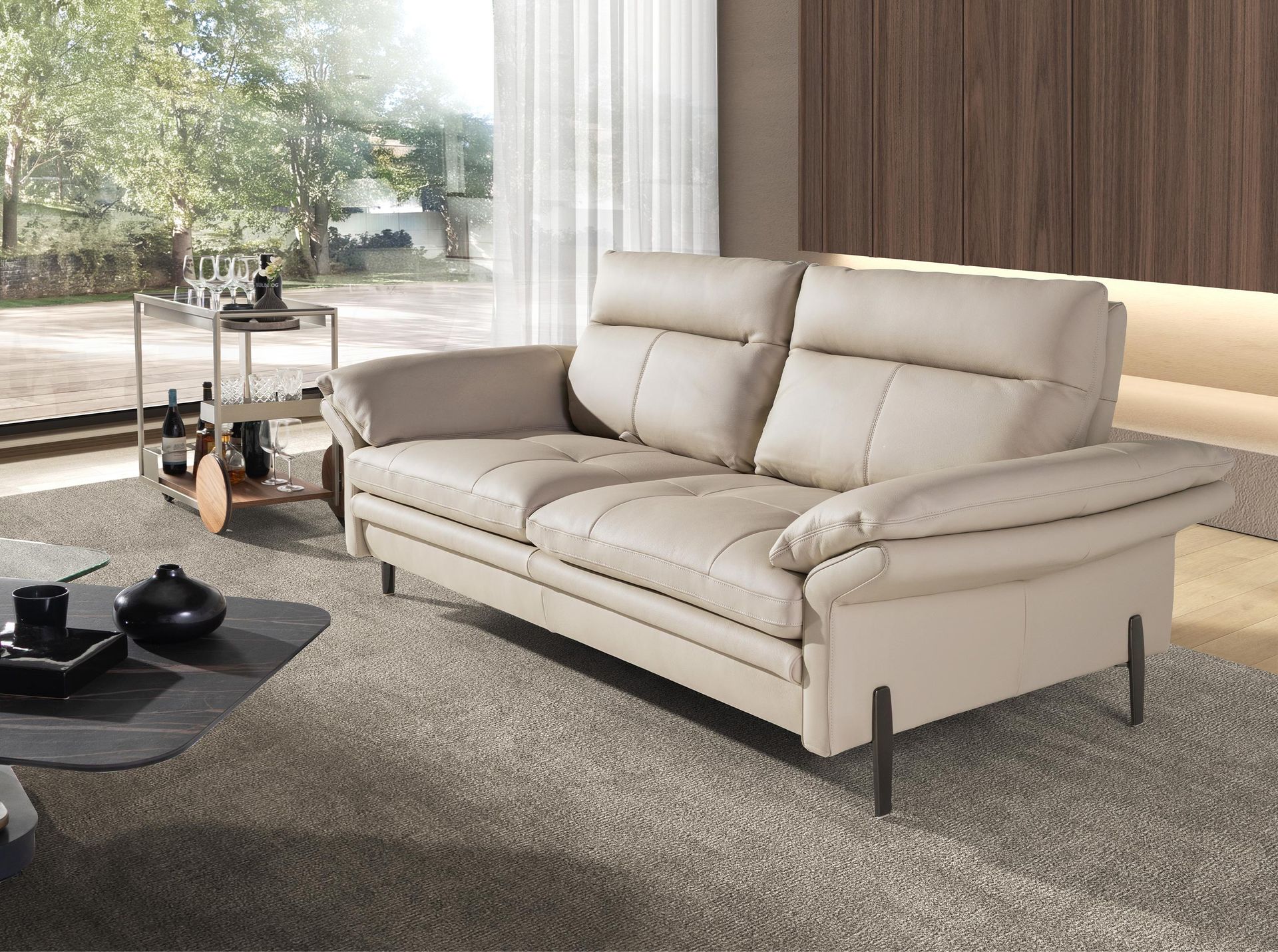 Sofá 2 plazas piel gris taupe Sofá 2 plazas piel gris taupe - Imagen 3