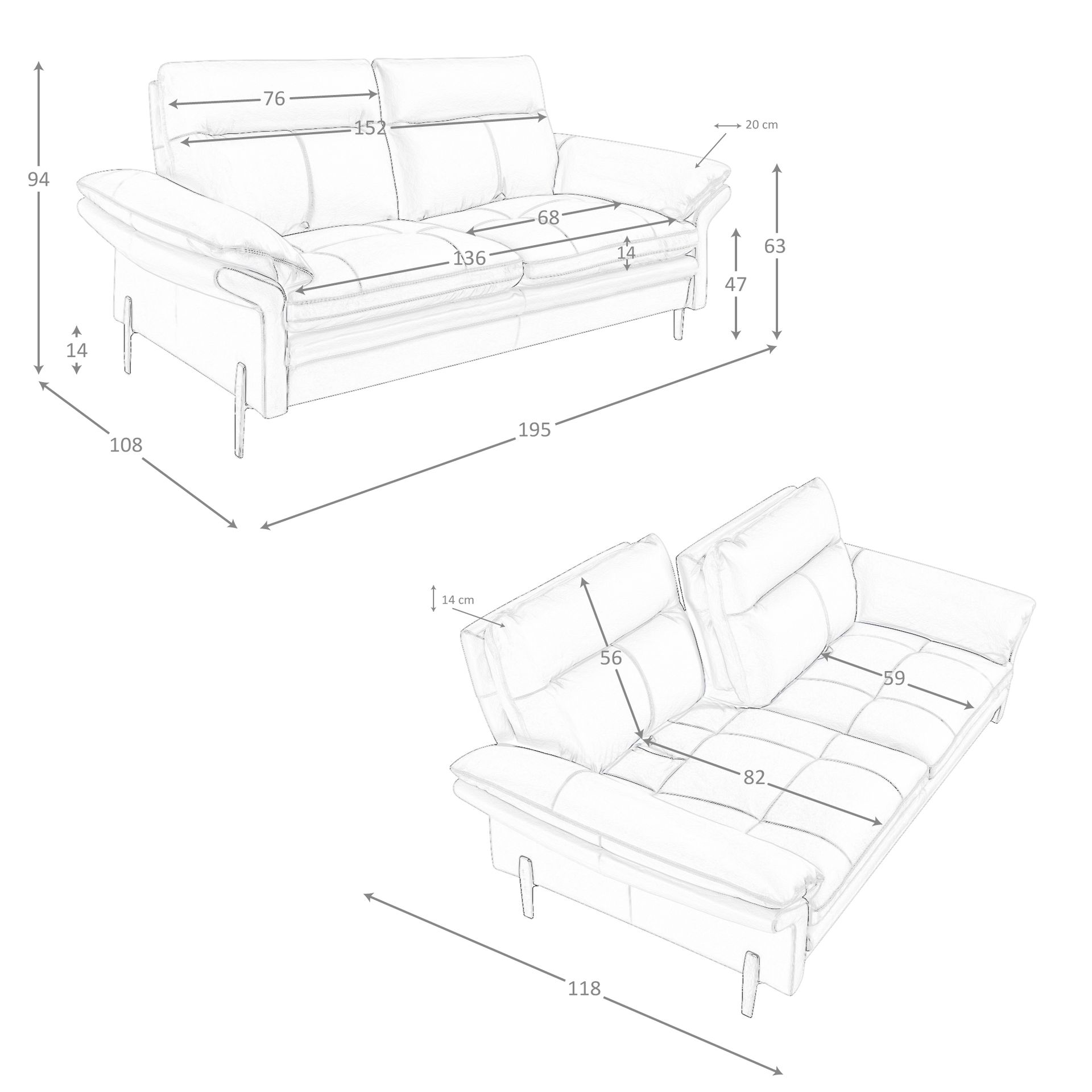 Sofá 2 plazas piel gris taupe Sofá 2 plazas piel gris taupe - Imagen 9