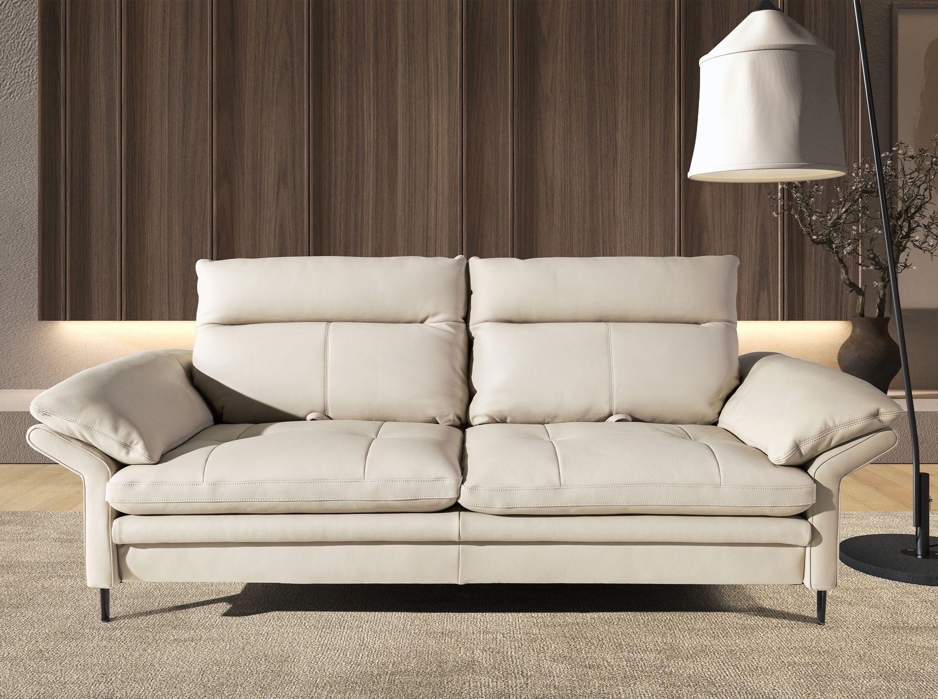 Sofá 3 plazas piel gris taupe Sofá 3 plazas piel gris taupe - Imagen 3