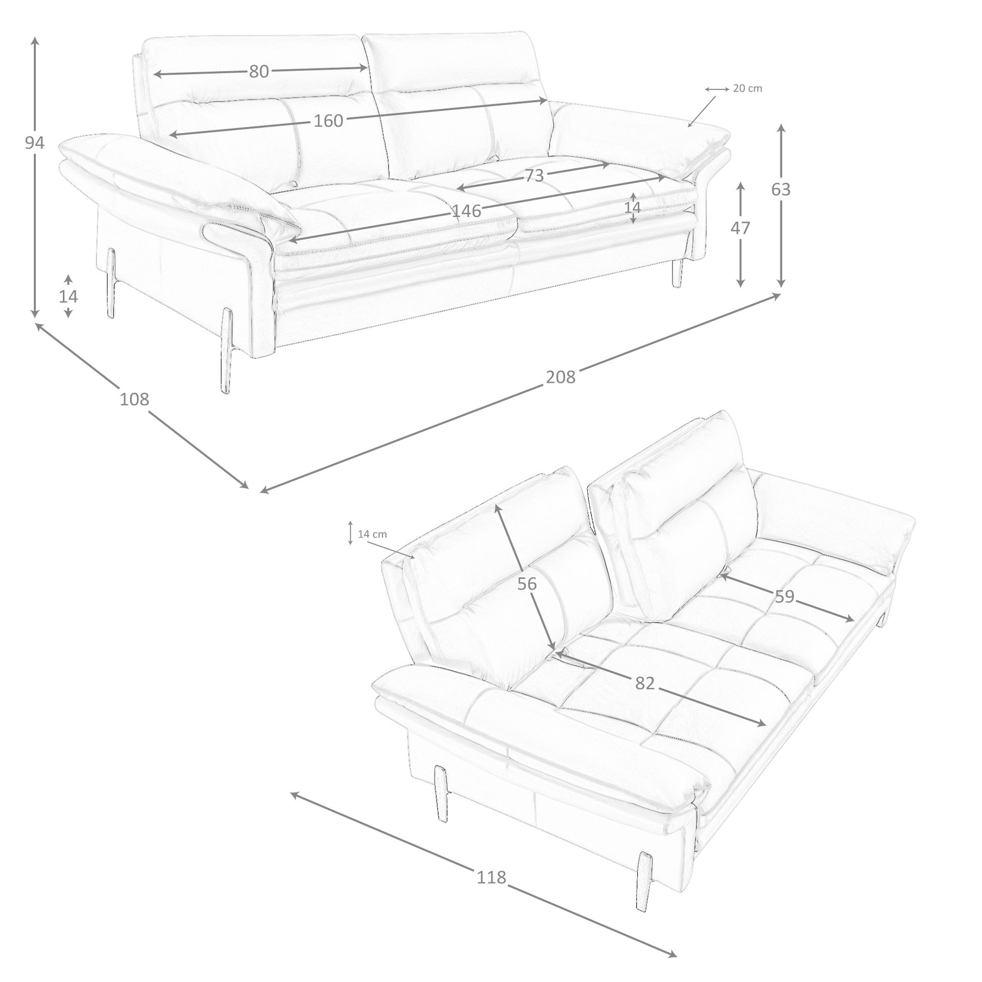 Sofá 3 plazas piel gris taupe Sofá 3 plazas piel gris taupe - Imagen 8