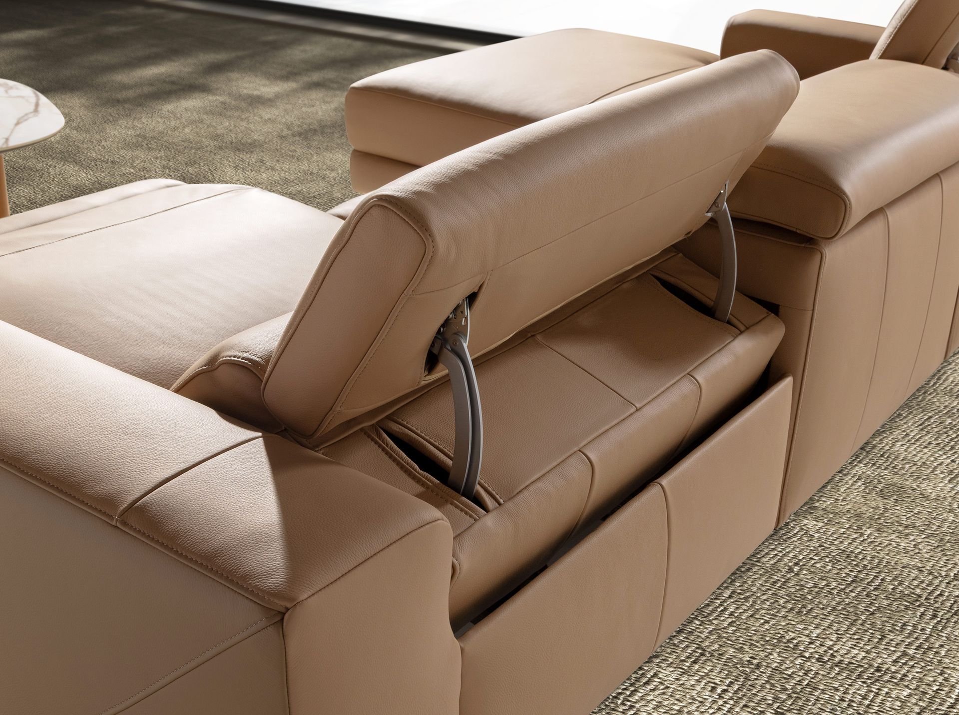Sofá chaise longue relax izquierda piel marrón Sofá chaise longue relax izquierda piel marrón - Imagen 7