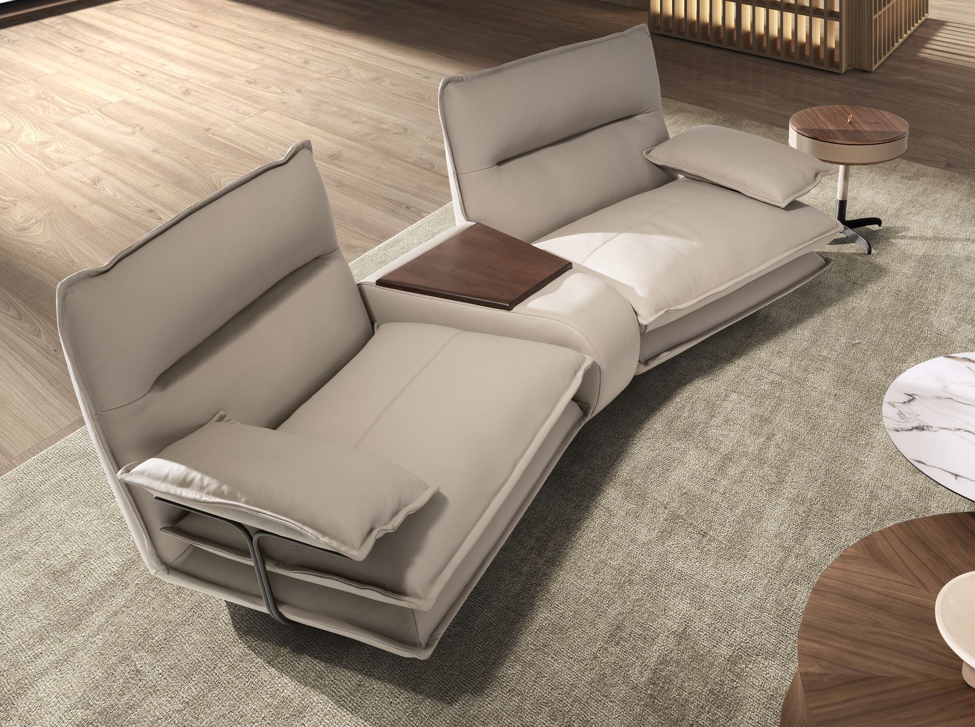 Sofá 2 plazas piel gris taupe Sofá 2 plazas piel gris taupe - Imagen 3