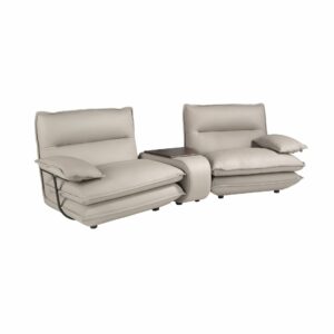 Sofá 2 plazas piel gris taupe Sofá 2 plazas piel gris taupe