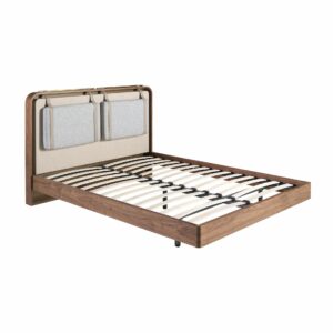 Cama tela color beige y gris