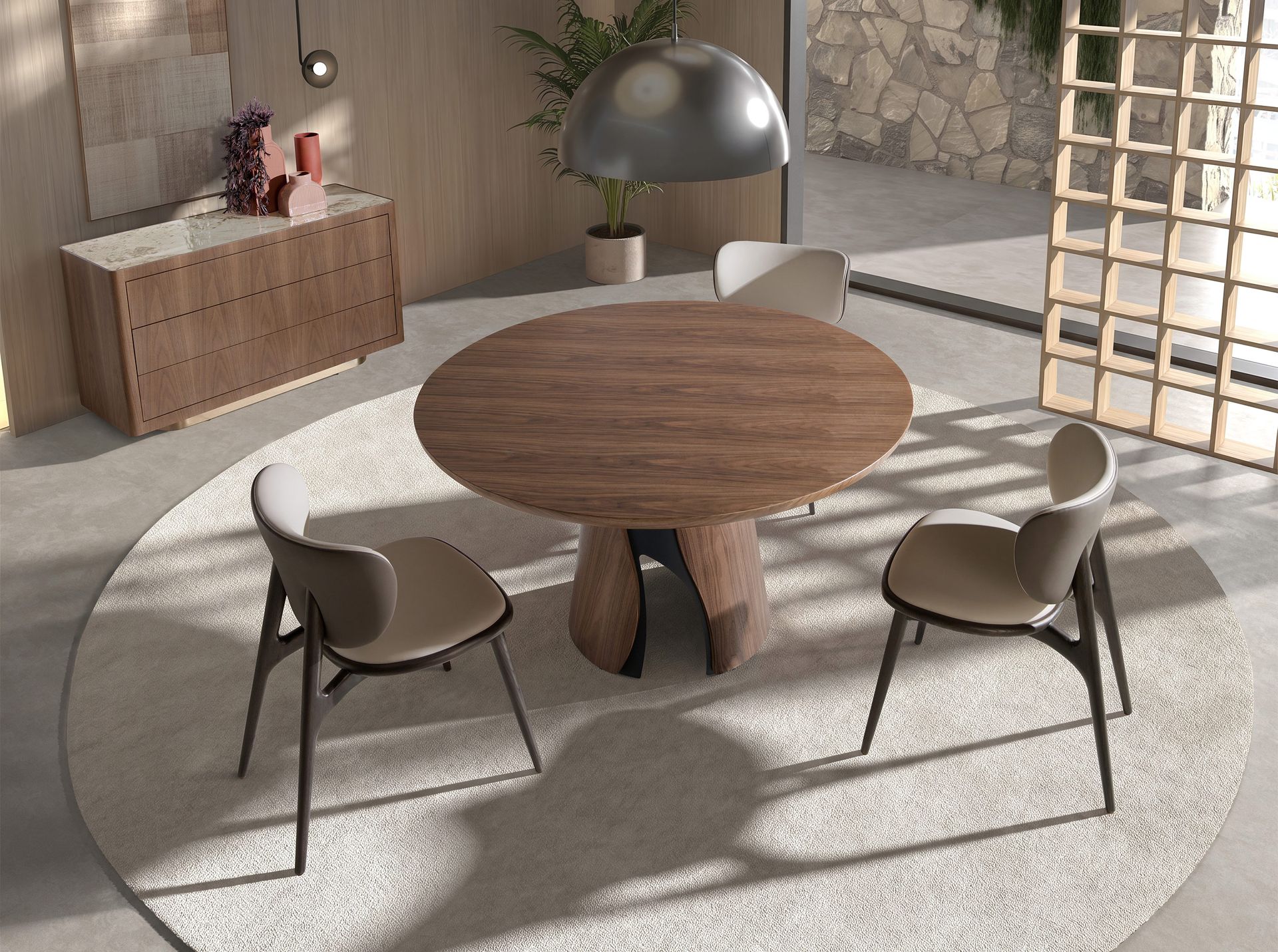 Cómoda nogal, acero pulido dorado y tapa de mármol porcelánico Cómoda nogal, acero pulido dorado y tapa de mármol porcelánico - Imagen 5