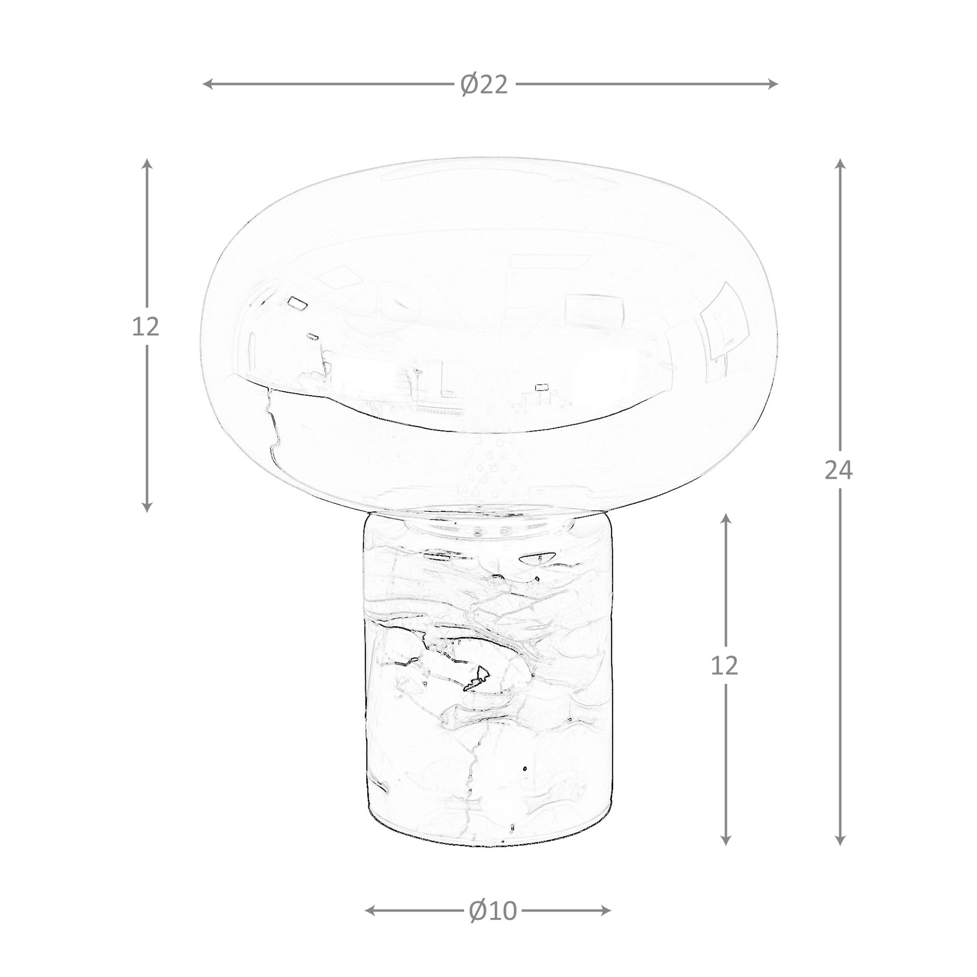Lámpara sobremesa cristal efecto espejo fumé gris y mármol porcelánico Lámpara sobremesa cristal efecto espejo fumé gris y mármol porcelánico - Imagen 8