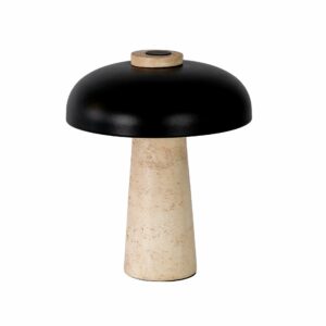 Lámpara sobremesa acero negro y mármol porcelánico