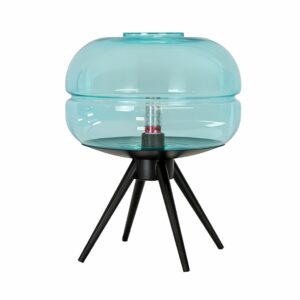 Lámpara sobremesa cristal azul y acero negro